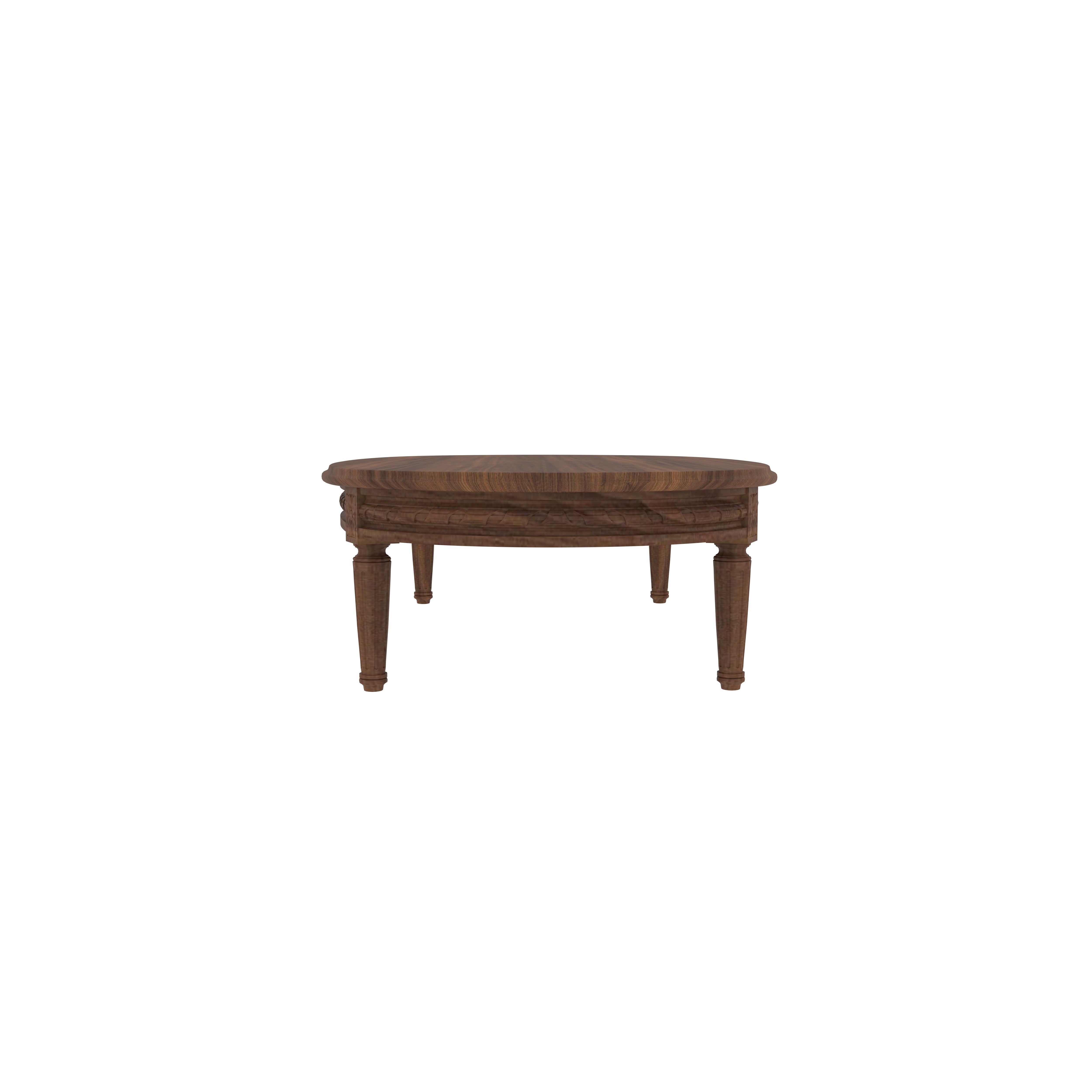 Ornate Round Wooden Dining Table with 6 Carved Chairs Set Dining Set