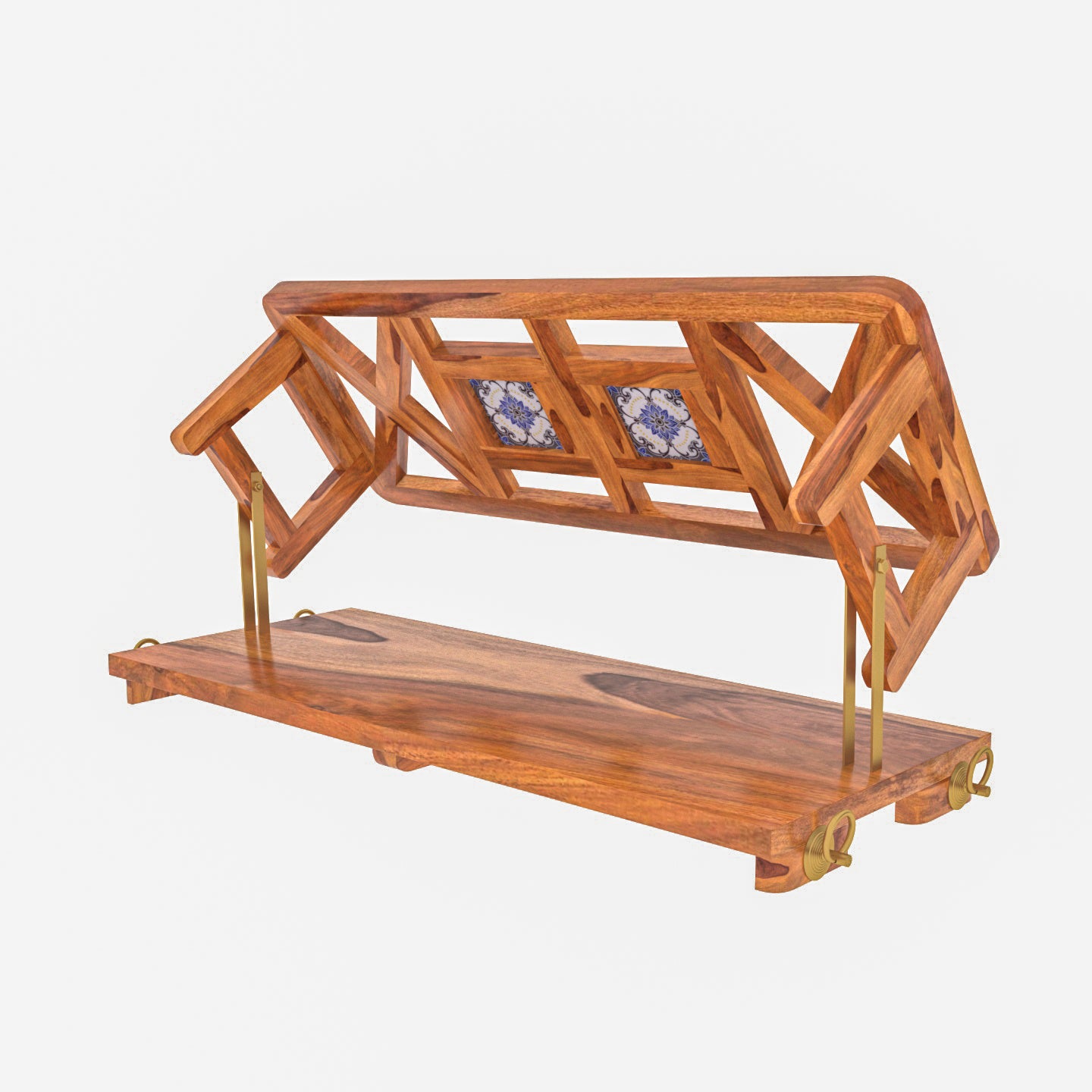 Modern Castle Style Tile Fitted Wooden Handmade Swing for Home Swing