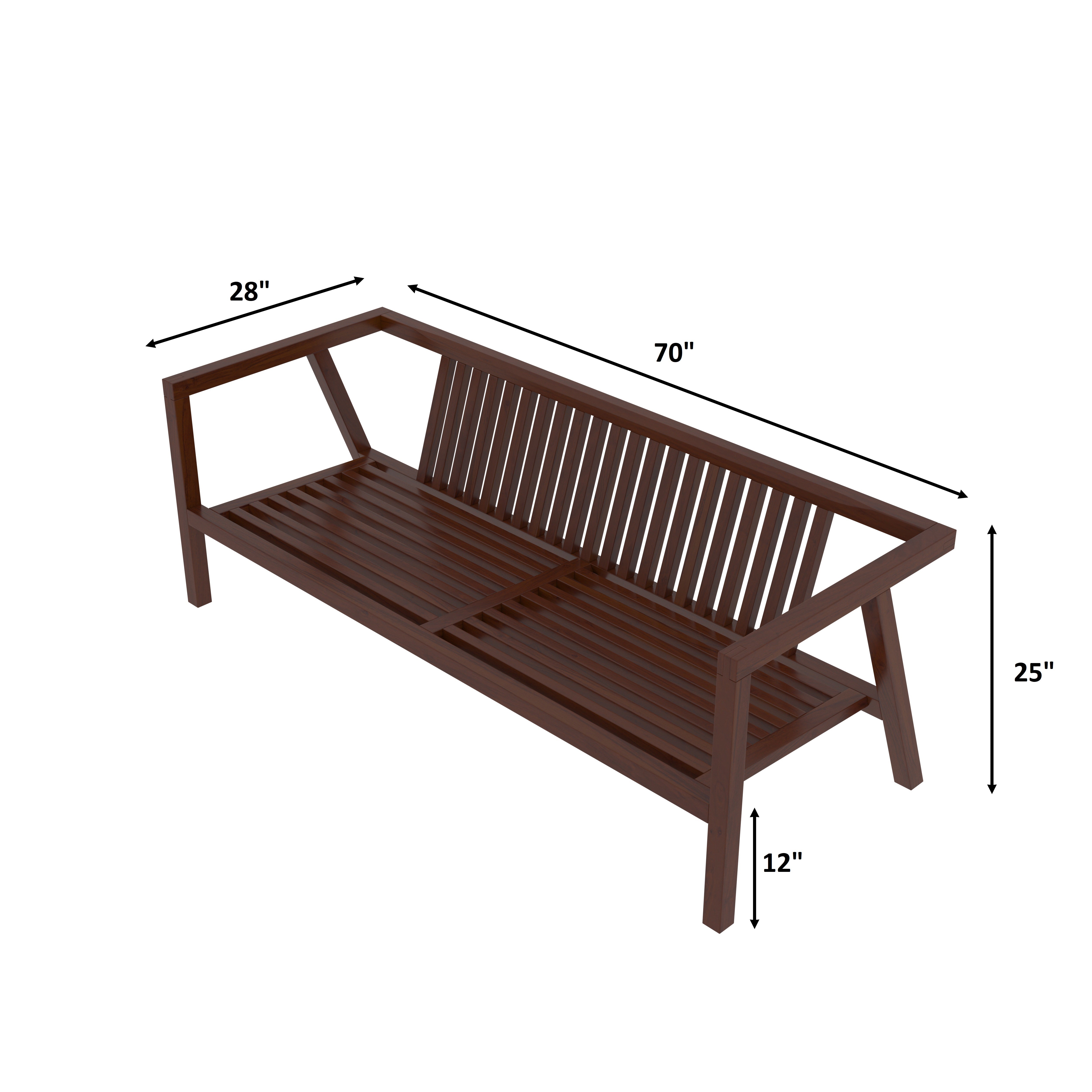 Contemporary Wooden Sofa with Strap-Back Cushions Sofa