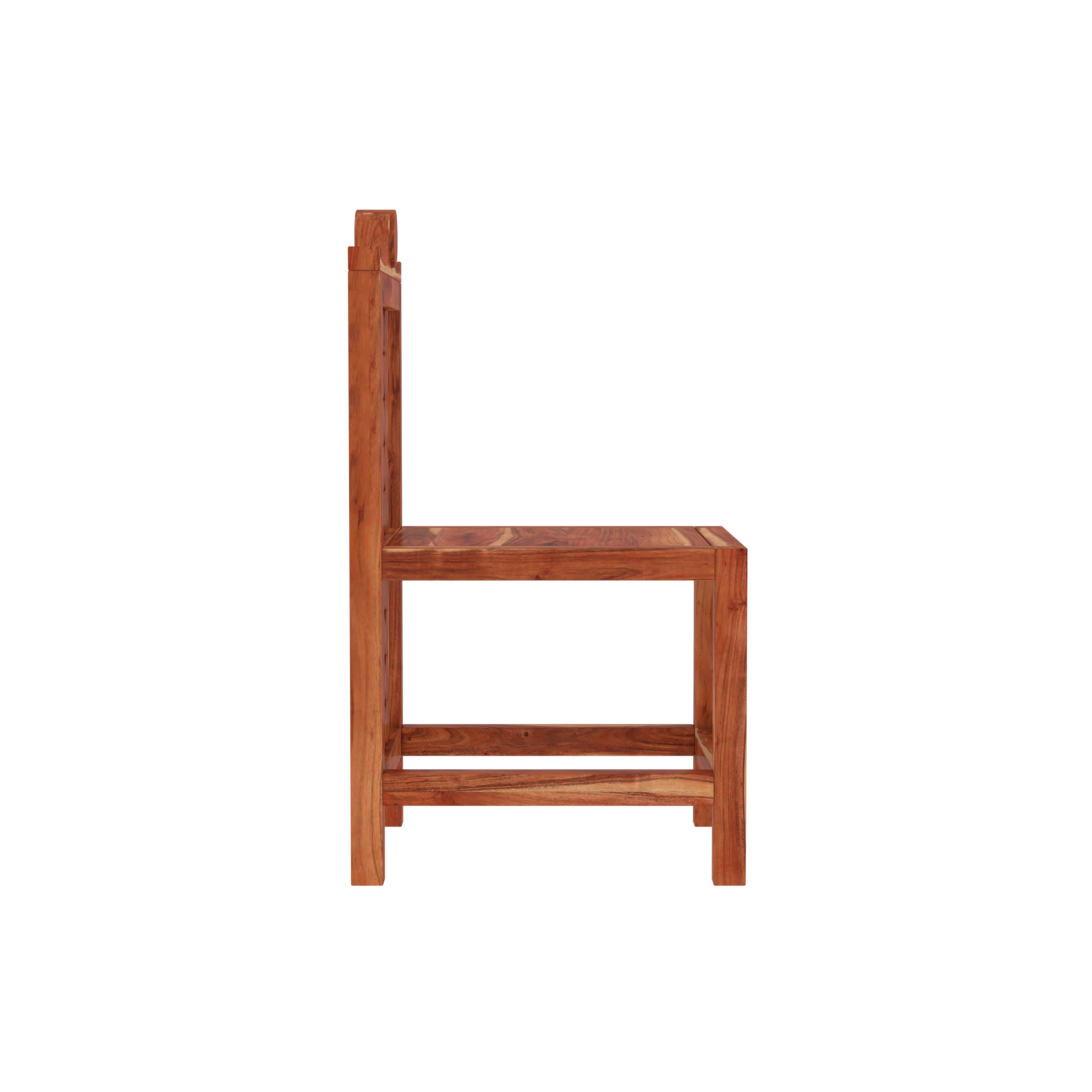 Traditional 4-Seater Wooden Dining Table Set with Decorative Backrest Design Dining Set