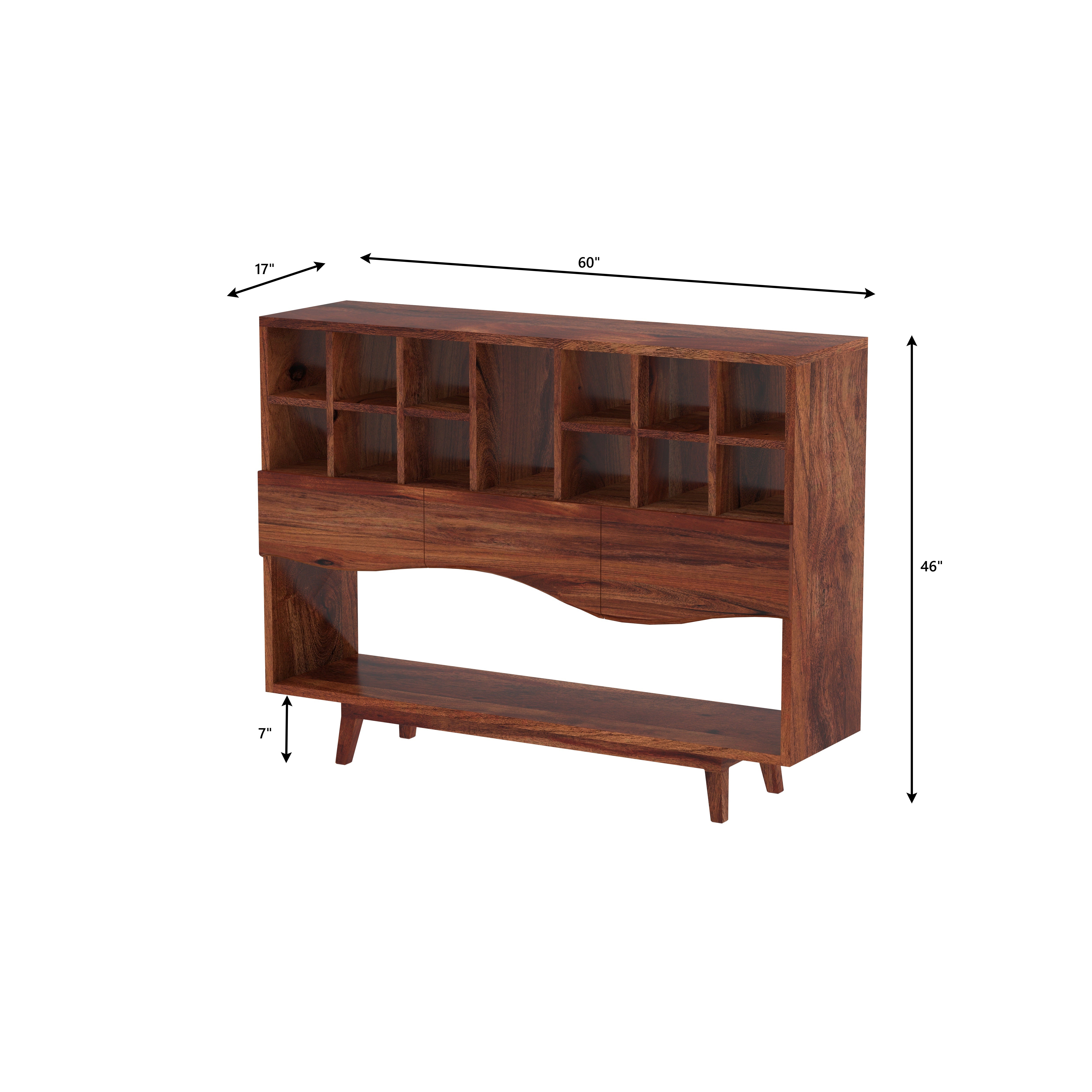 Mid-Century Sideboard with Cubby Storage & Tapered Legs Cupboard