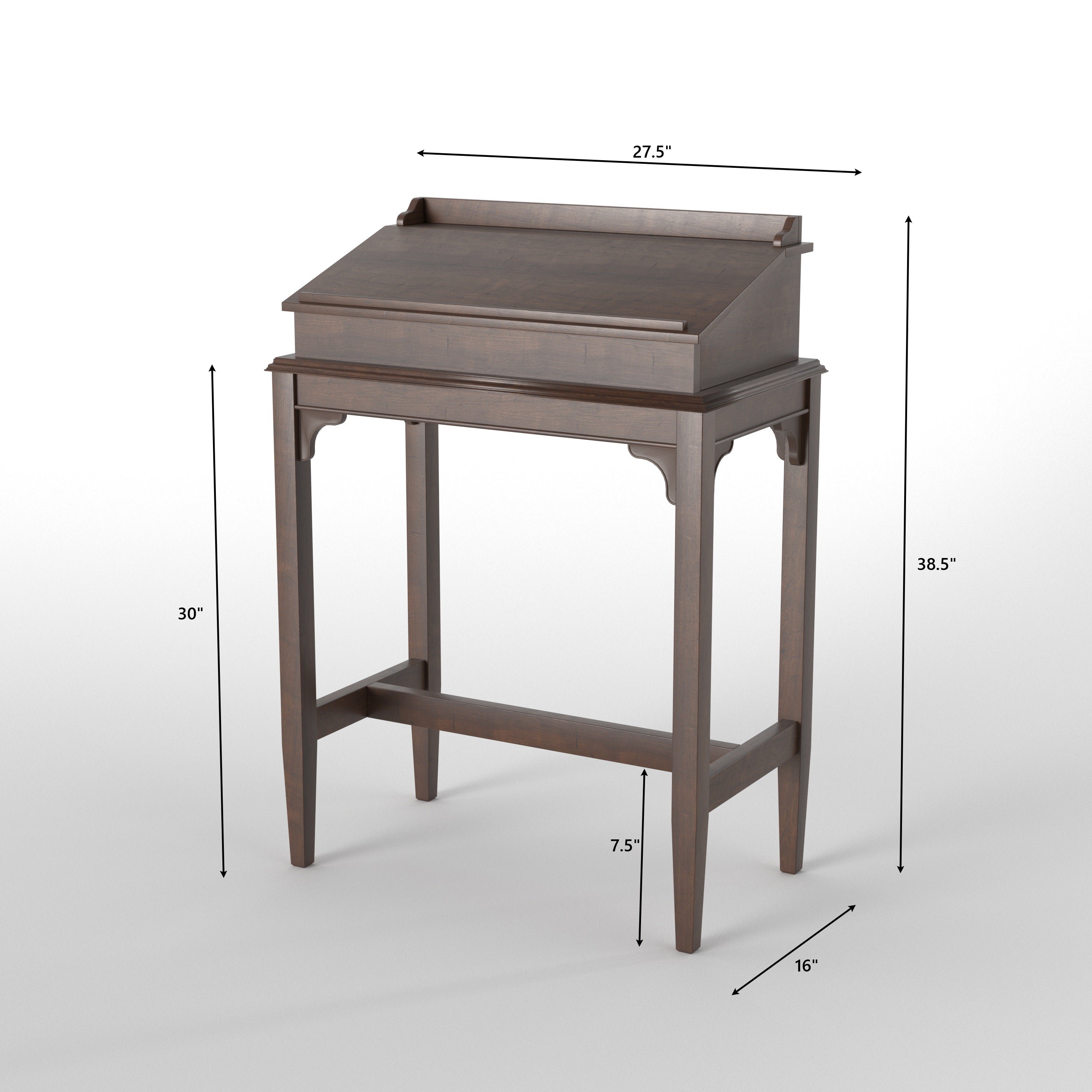 Classic Slant-Top Writing Desk with Side Shelves Study Table