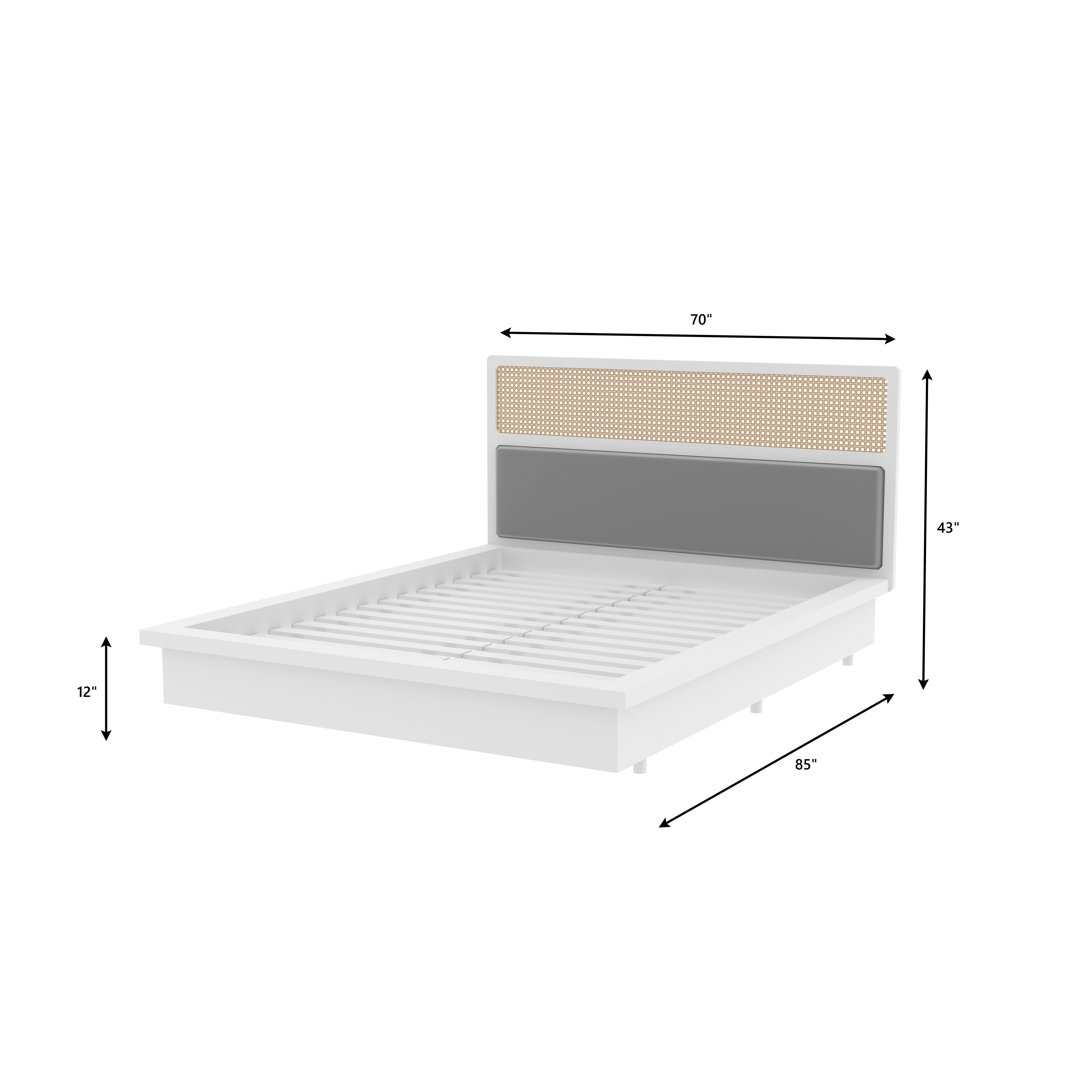 Paris Platform Bed with Cane Headboard Bed