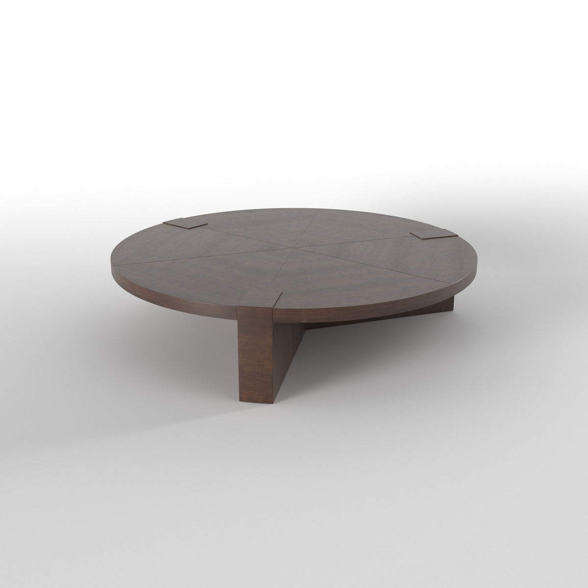 Low-Profile Circular Dining Table with Curved Panel Base Japanese Dining Set
