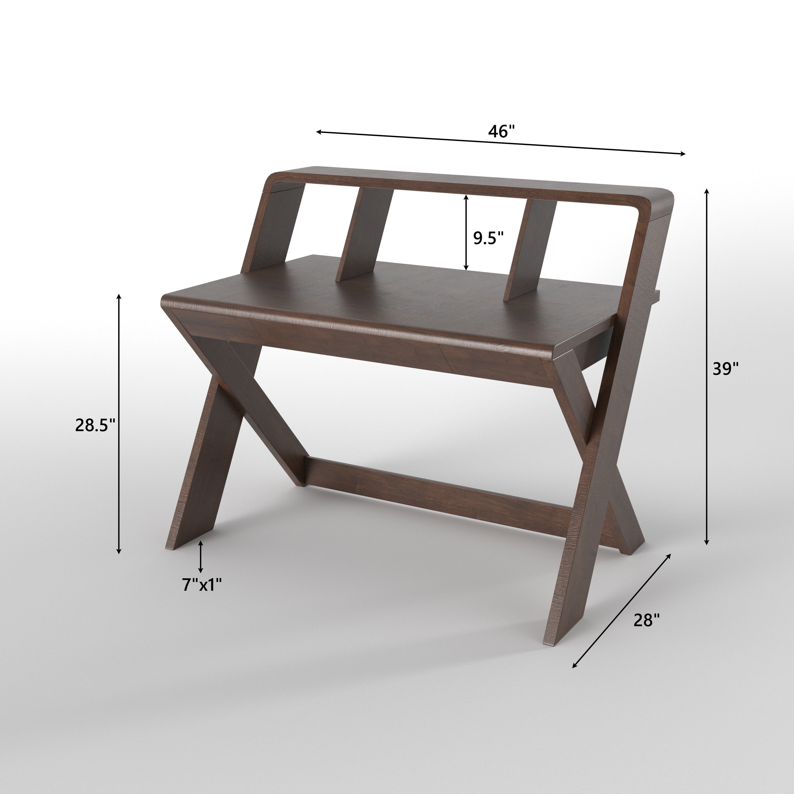 Modern Geometric Writing Desk with Open Back Shelf Study Table