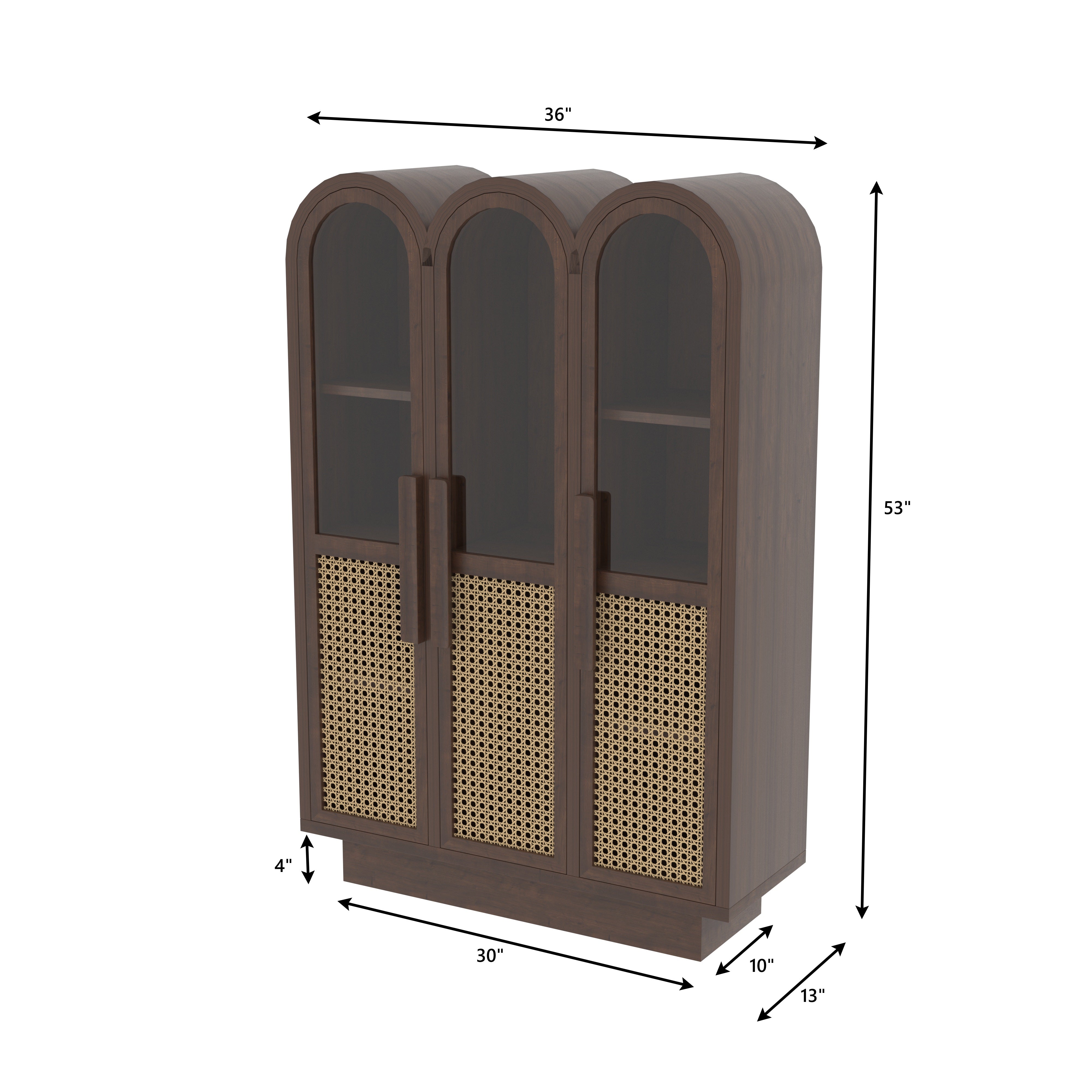Trevaldo Arco European Luxury Wardrobe with Triple Arch Display, Artisan Cane Doors, and Contemporary Storage Cabinet Wardrobe