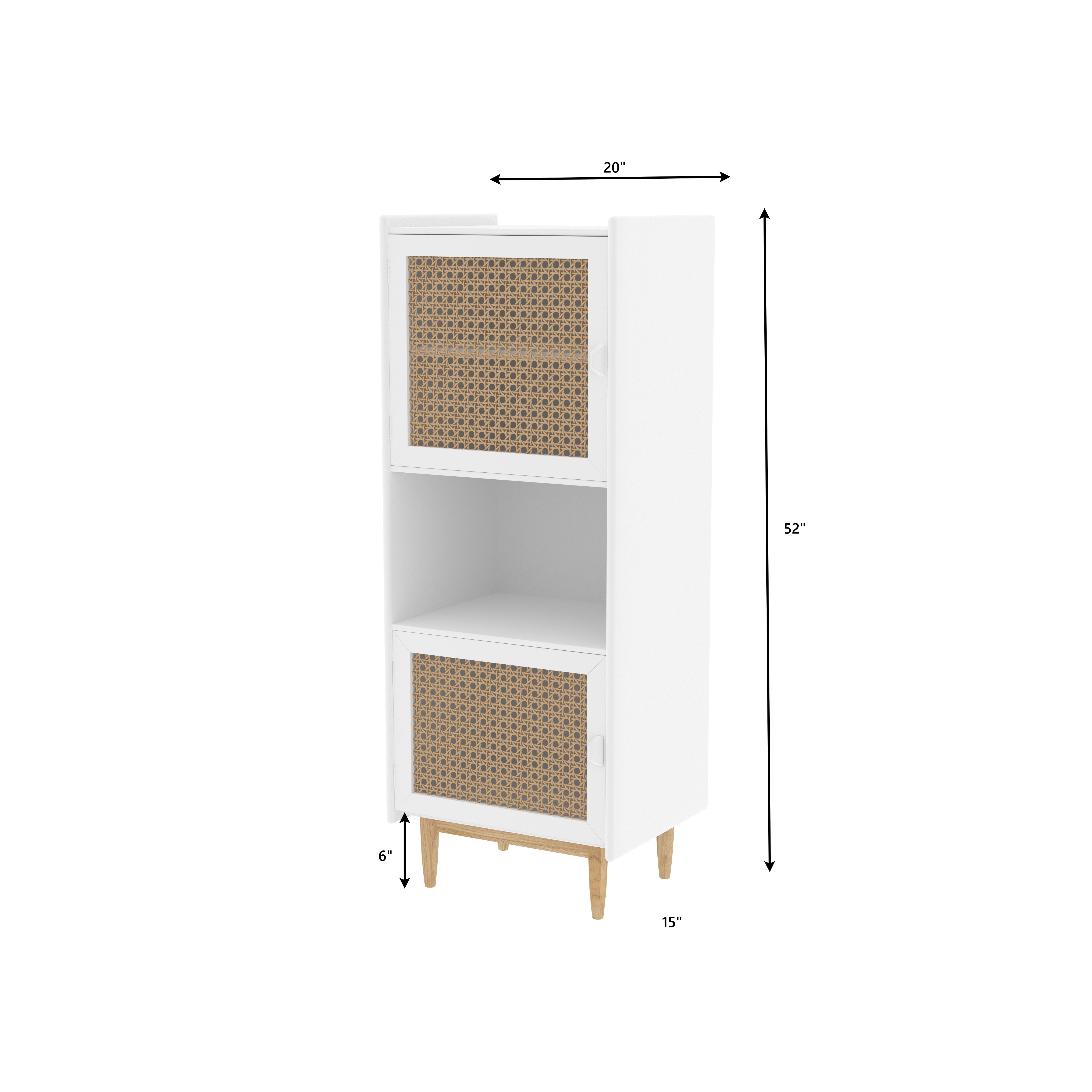 Copenhagen Tall Storage Unit with Cane Panels Cupboard