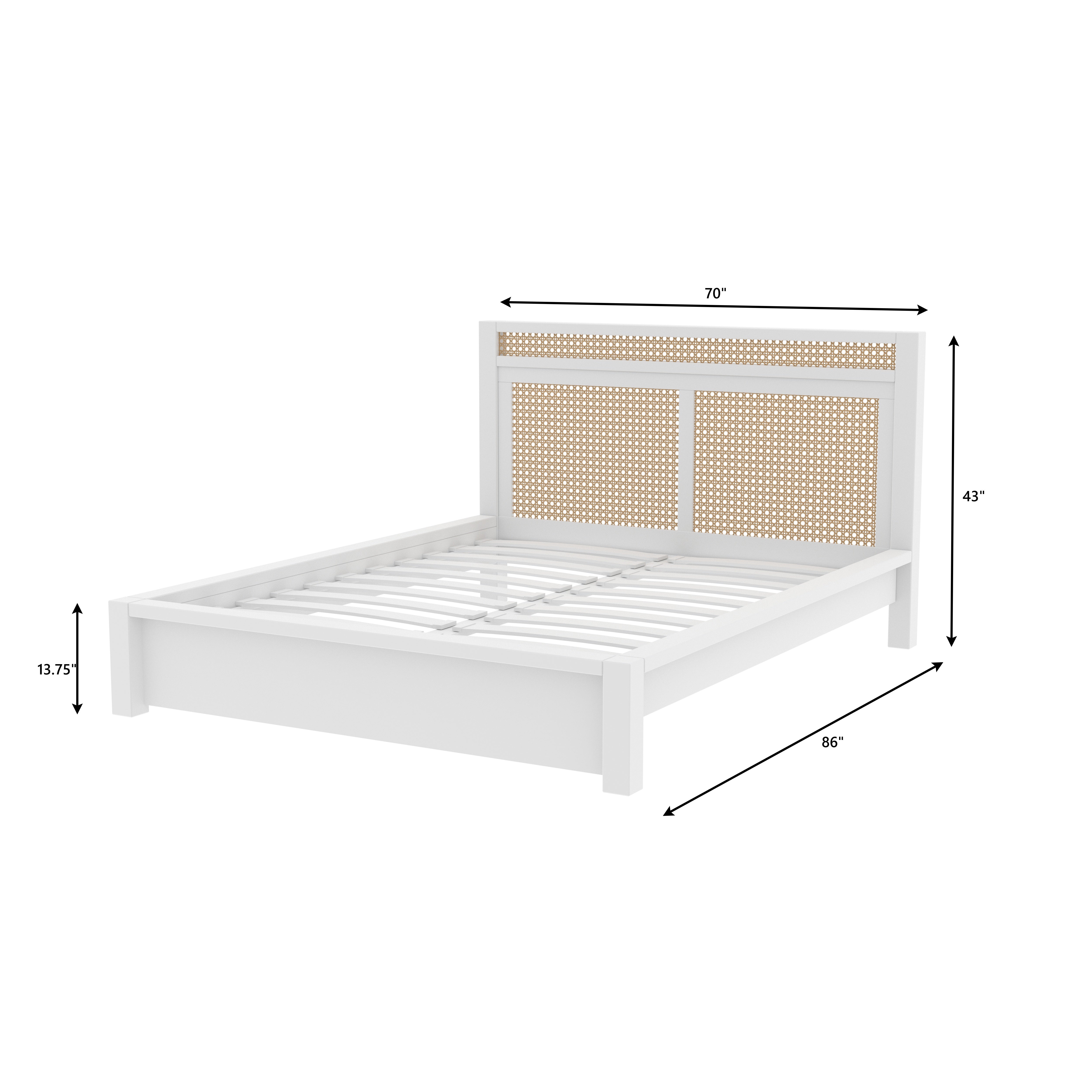 Barcelona Modern Bed with Multi-Panel Cane Headboard Bed