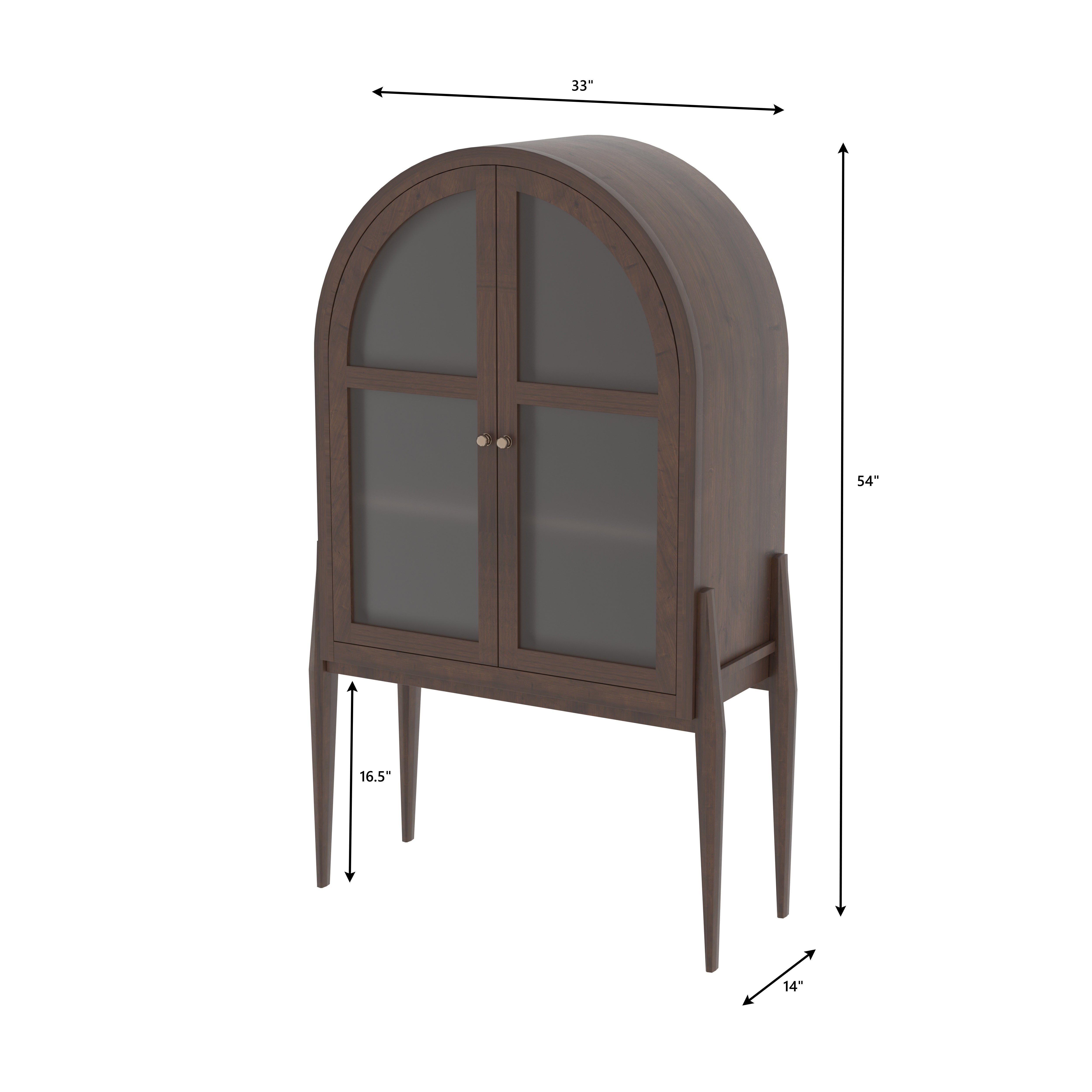 Lunarello Arch European Luxury Wardrobe with Frosted Glass Doors and Sculpted Wooden Frame Wardrobe