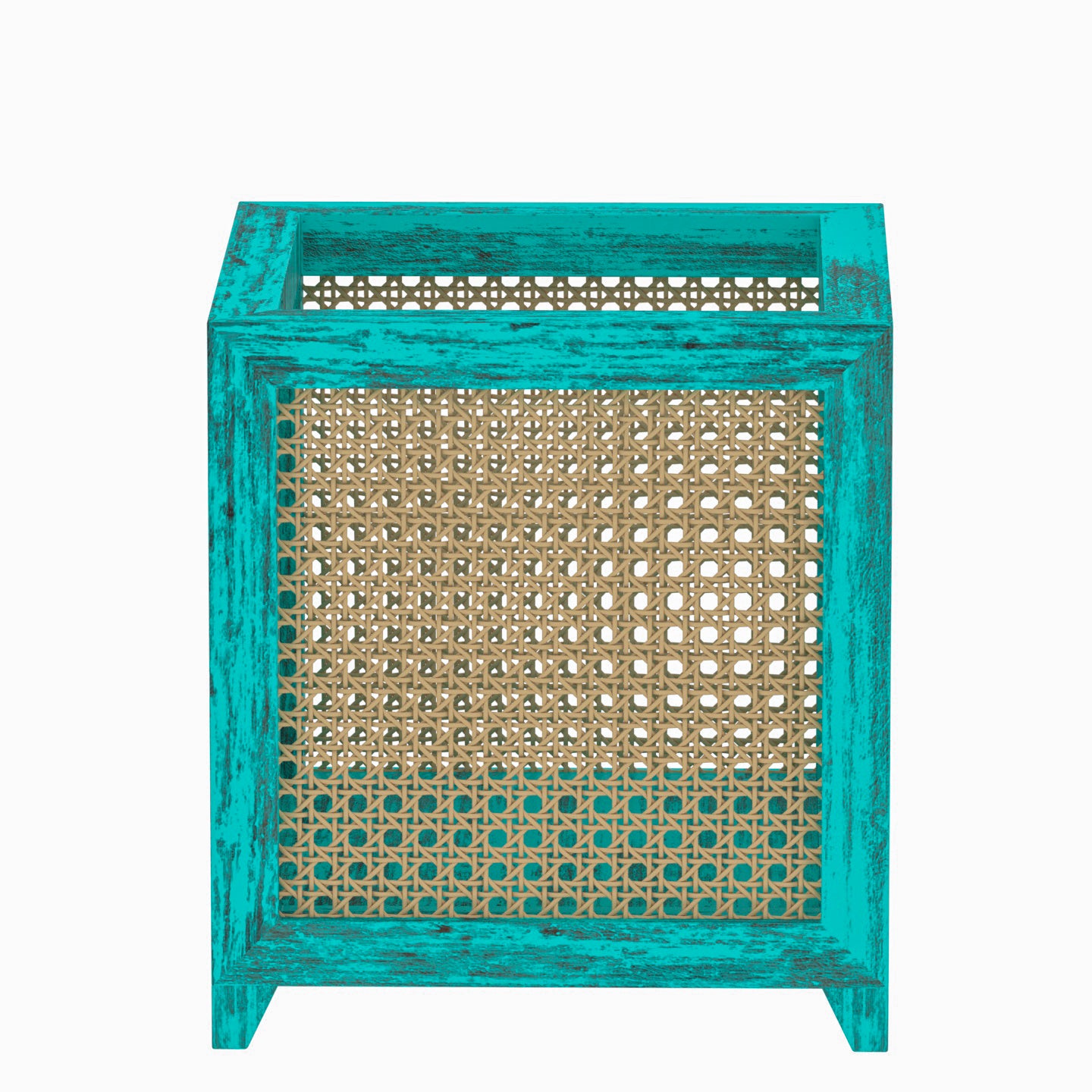 Premium Style Blue Distress Soft Cane Wooden Flowerpot for Home Vase