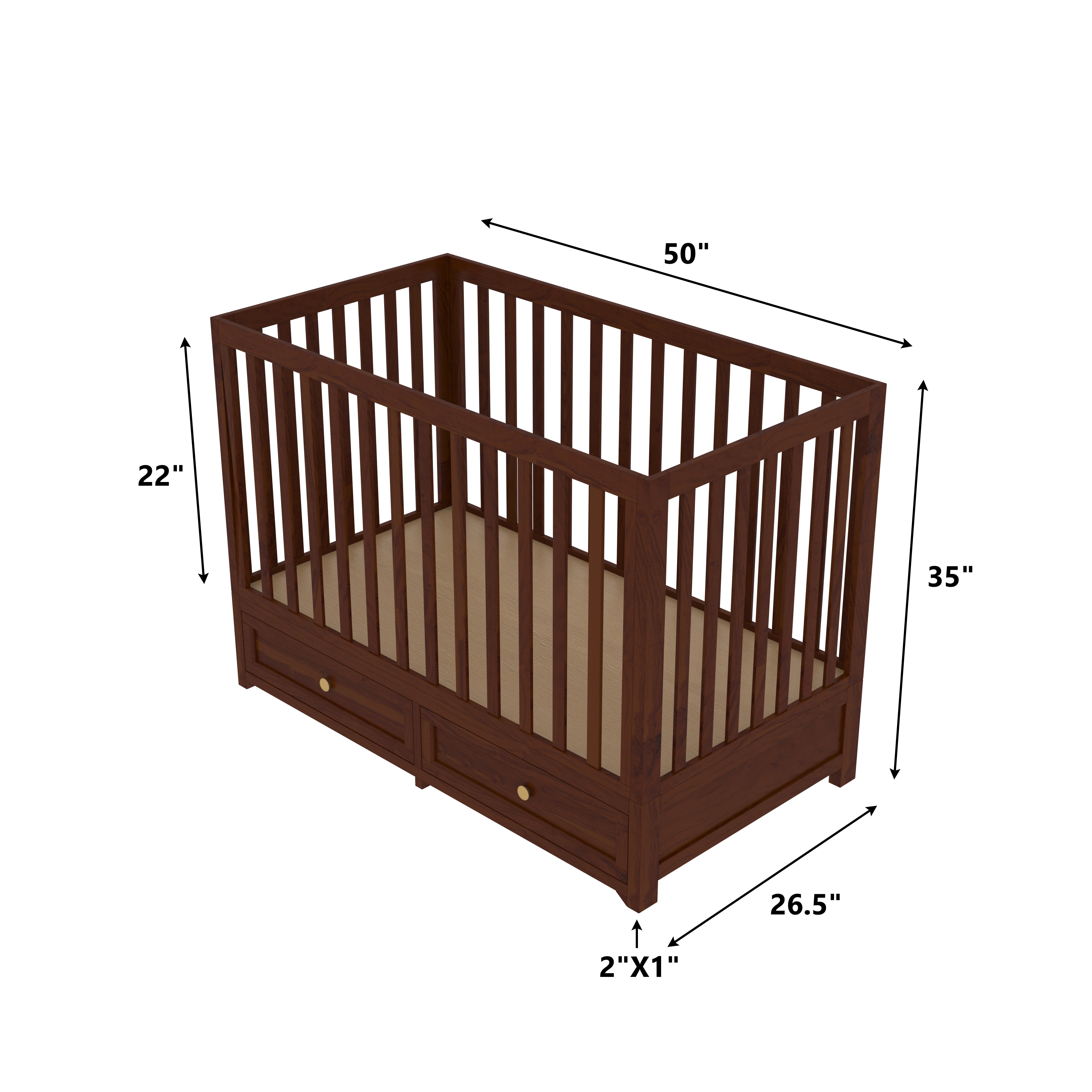 Dark Brown Finished Classic Handmade Wooden Storage Cradle Cradle