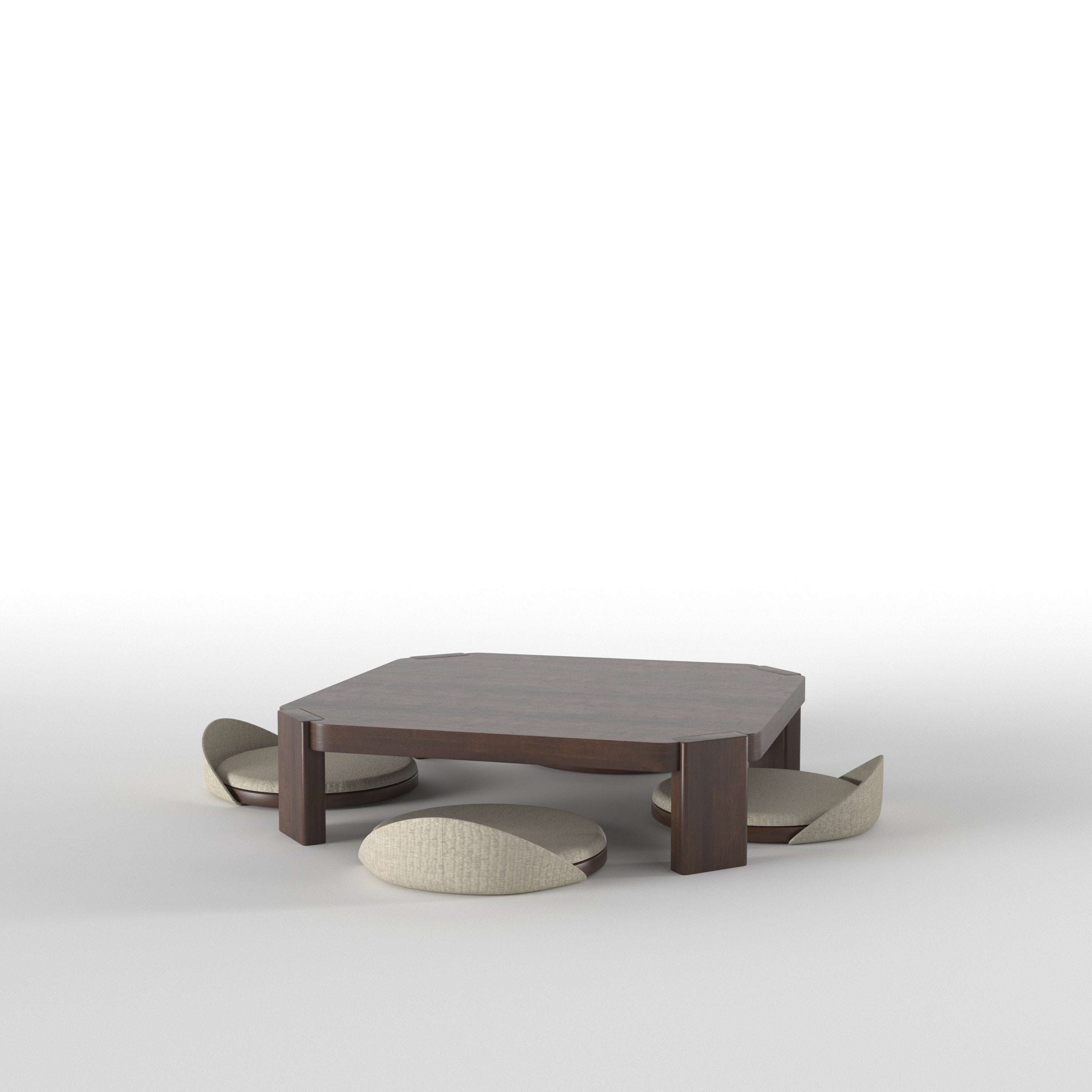 Low Profile Rectangular Dining Table with Rounded Legs
