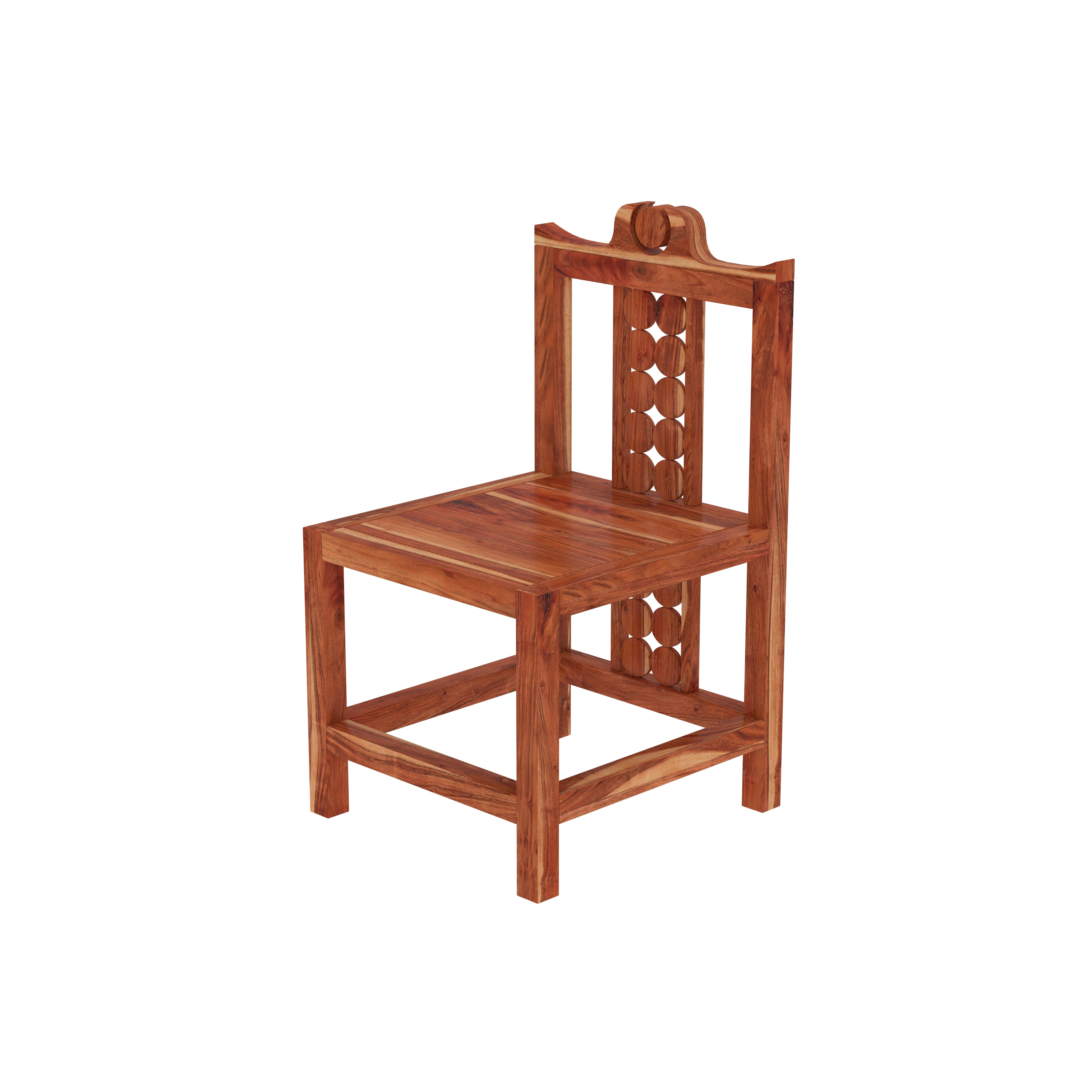 Traditional 4-Seater Wooden Dining Table Set with Decorative Backrest Design Dining Set