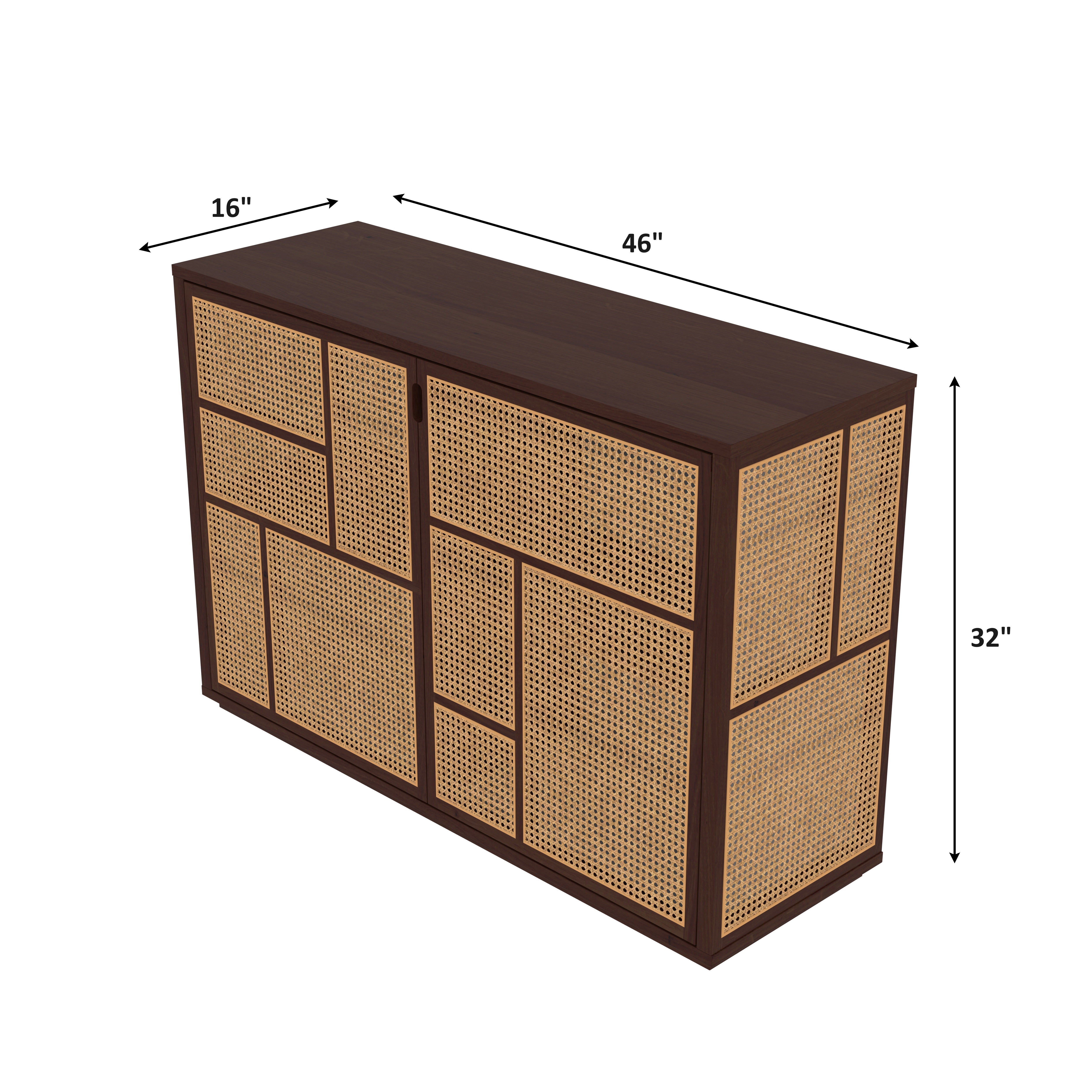 Traditional Heritage Cane Finished Wooden Handmade Cupboard Cupboard