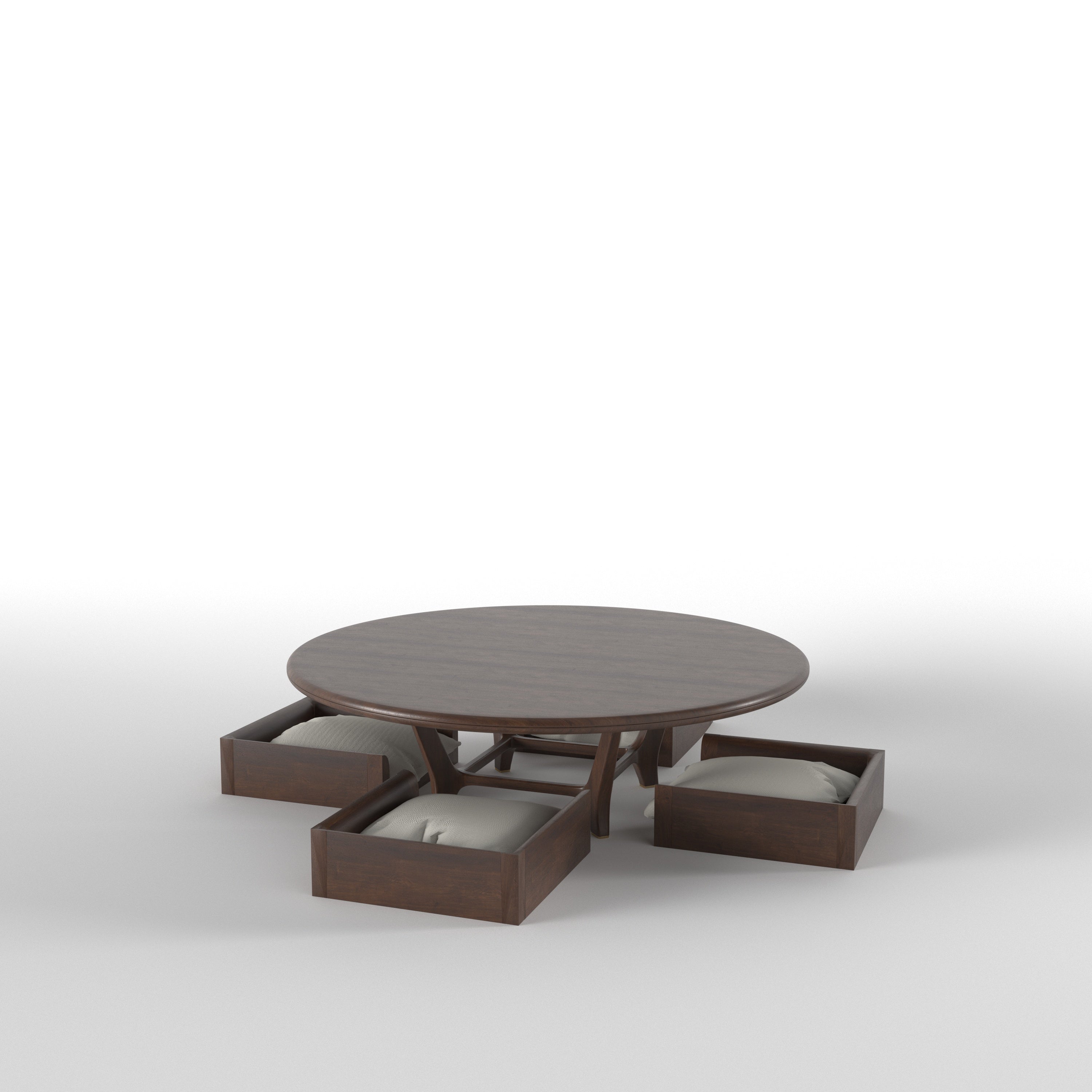 Round Dining Table with Integrated Seating