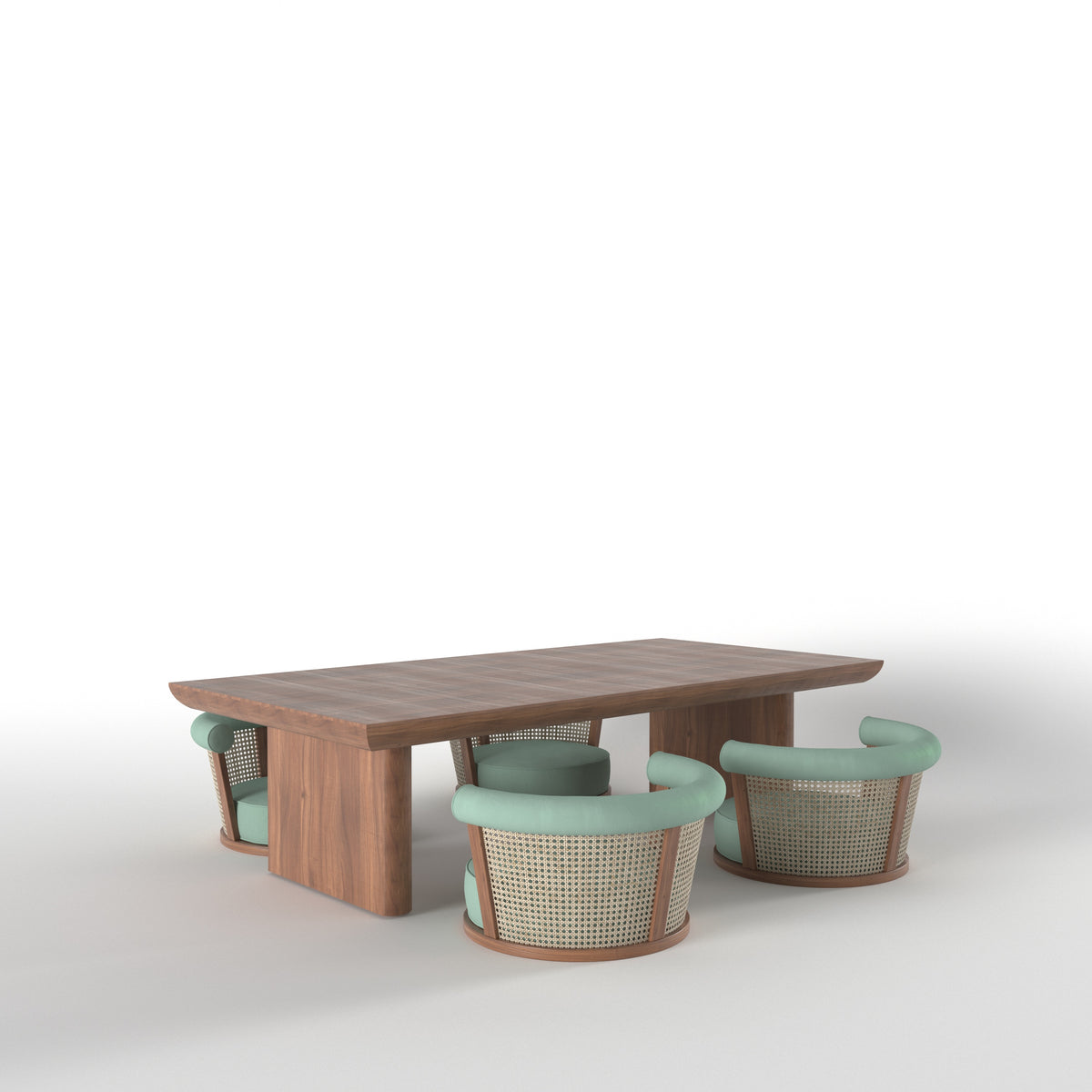Modern Rectangular Dining Table with Bold Panel Legs