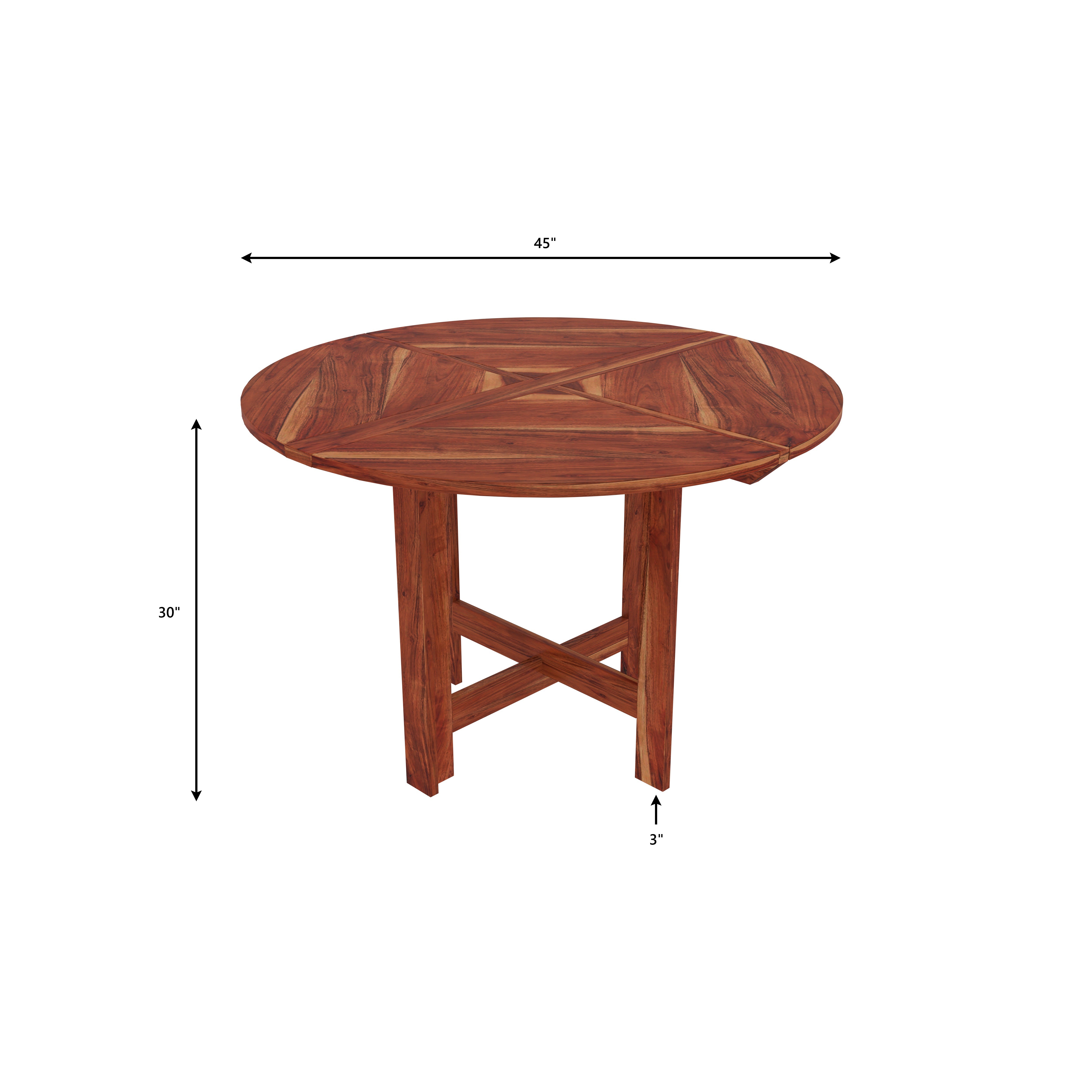 Modern Round Wooden Dining Table Set for 4 – Space-Saving Design with Stylish Chairs Dining Set