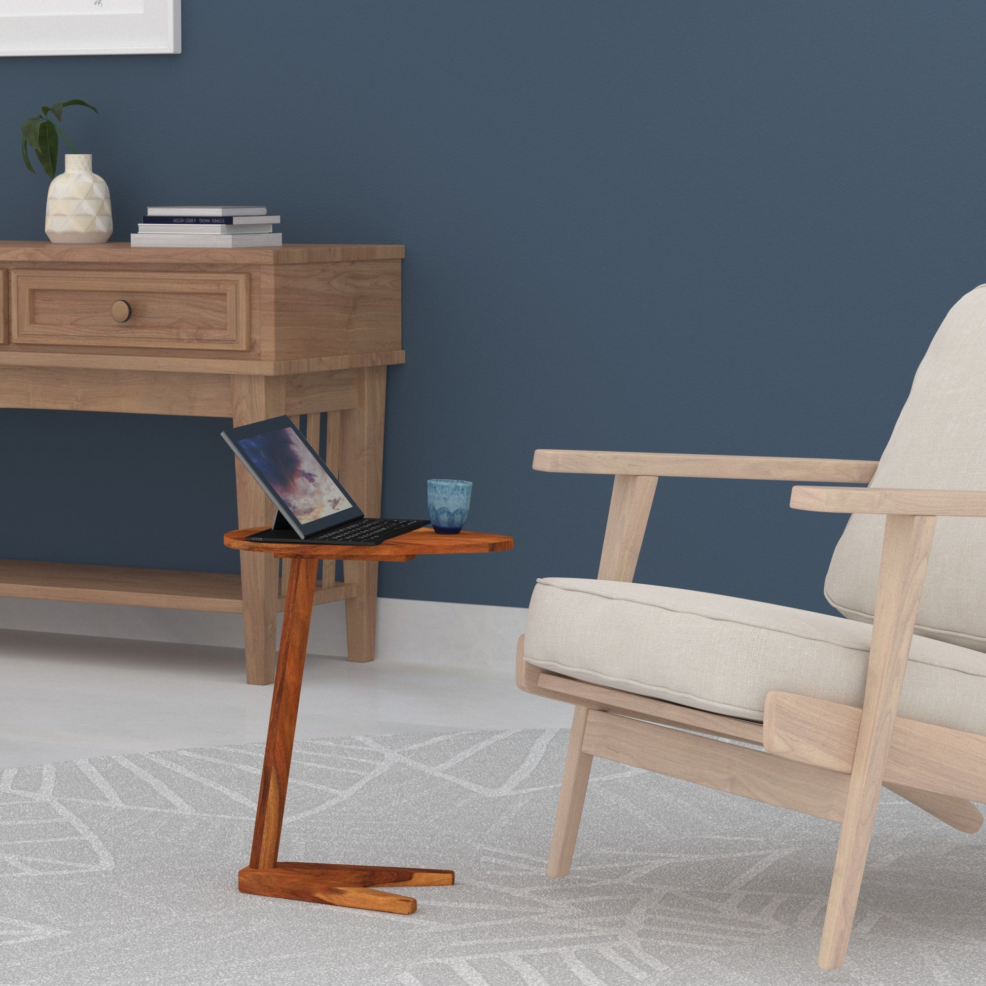 Antique Thin Arrow Top Finished Wooden Handmade C Table C Table