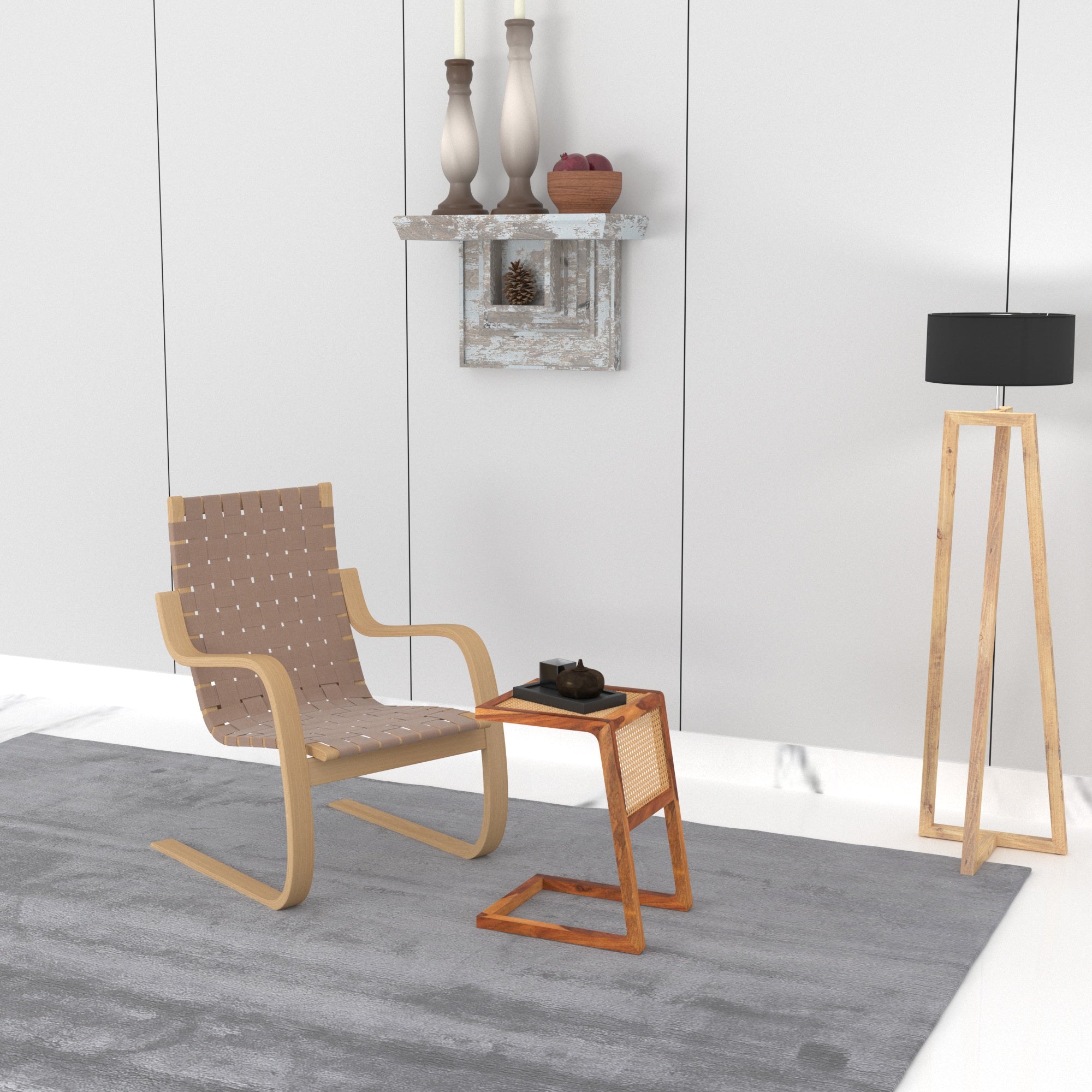 Vintage Decent Soft Cane Finished Wooden Handmade C Table C Table