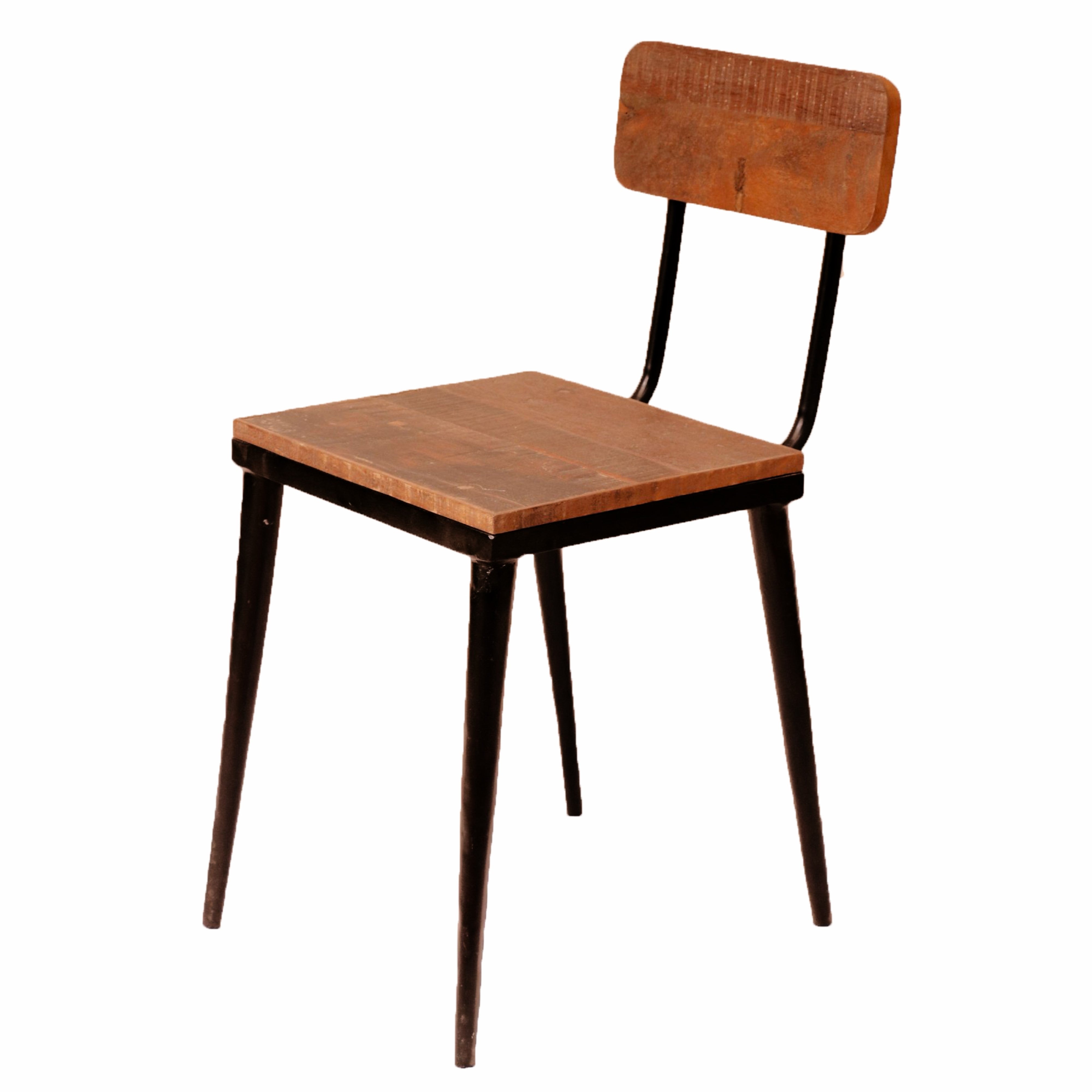 Solid Backed Solid Wood Iron Chair Dining Chair