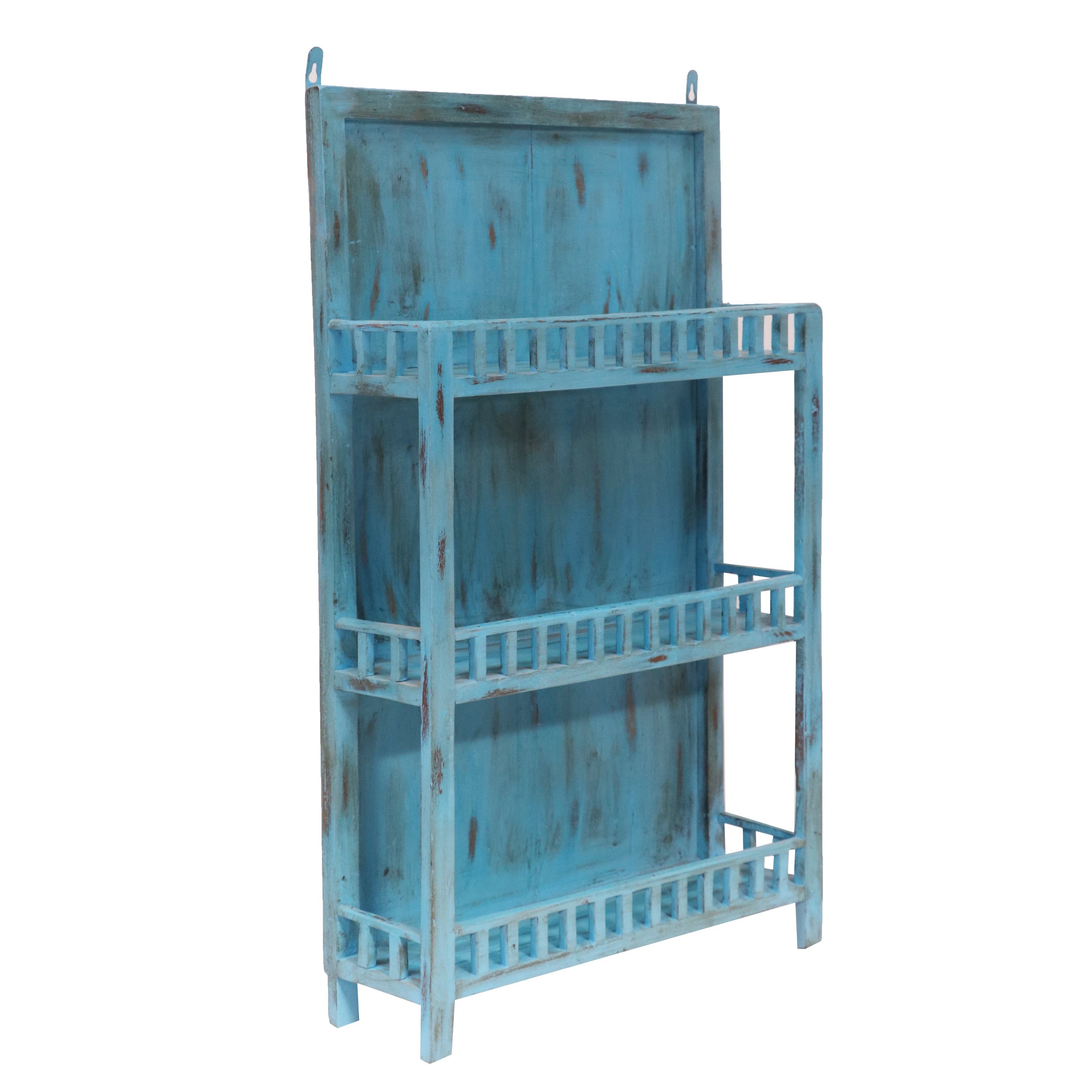 Antique Blue touch wall hanging Solid wood Rack Wall Rack