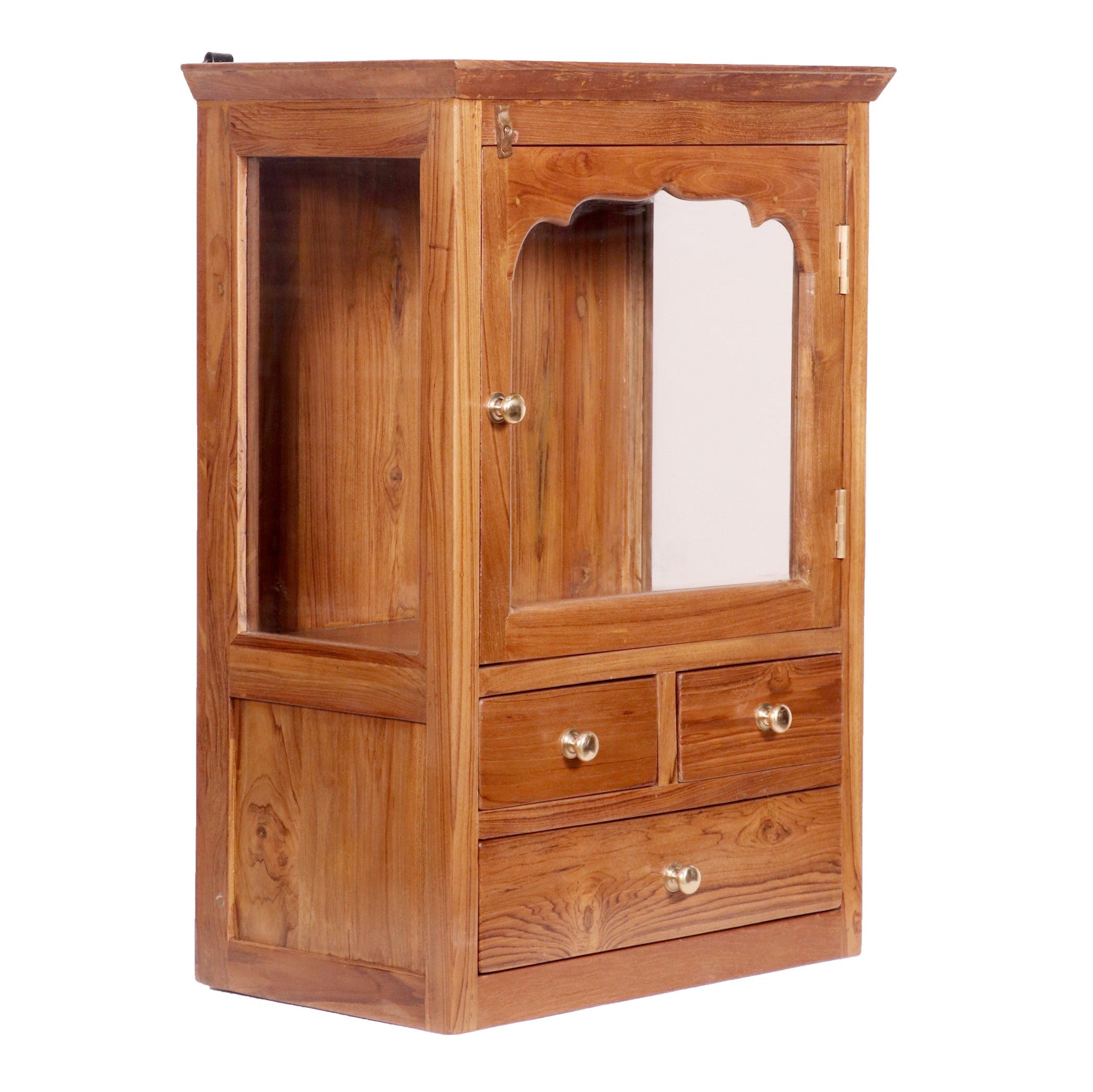 Wooden 3 Drawer 1 Glass Door Wall Cabinet Wall Cabinet
