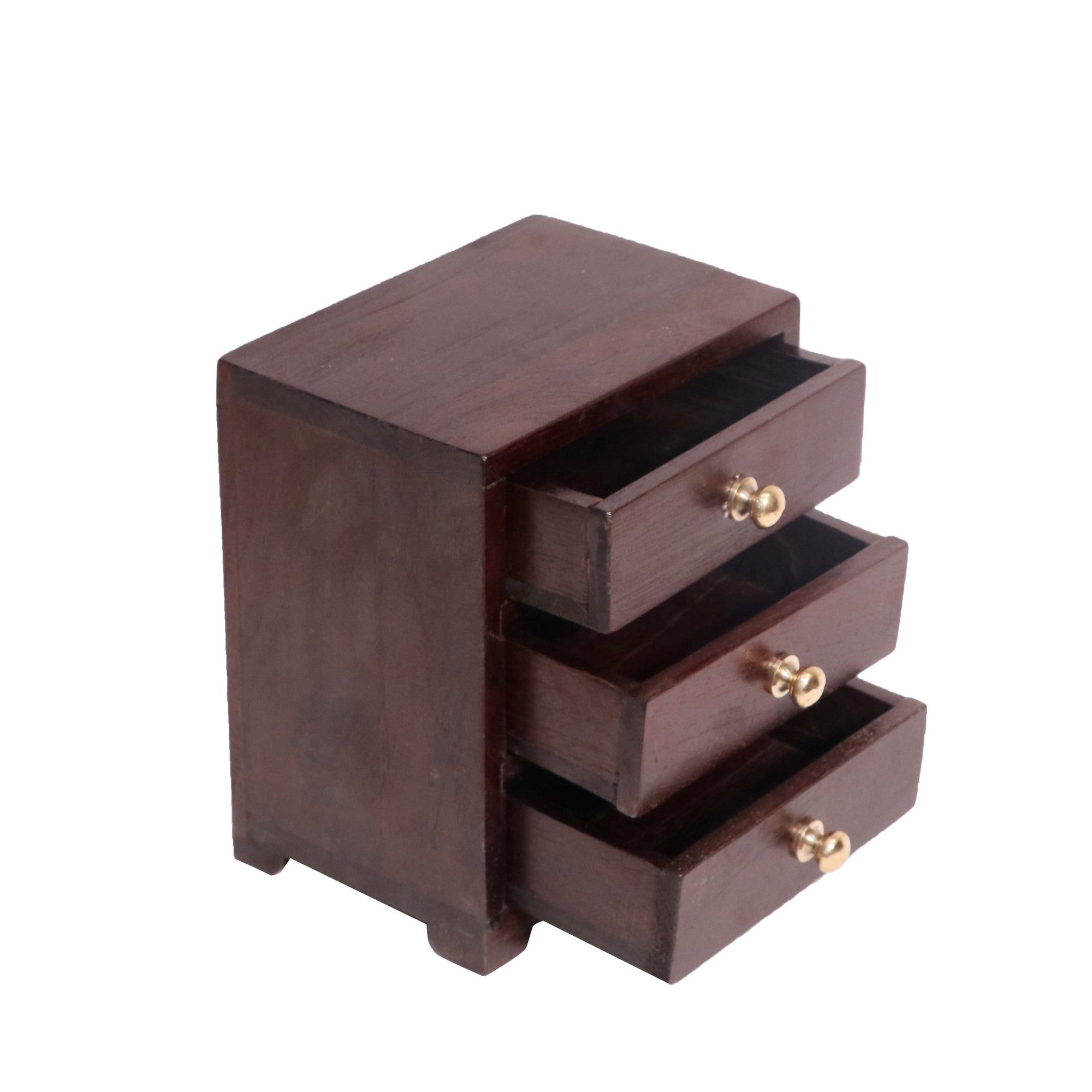 Triple Drawer Brass Fitted Knob Desk Organiser Desk Organizer