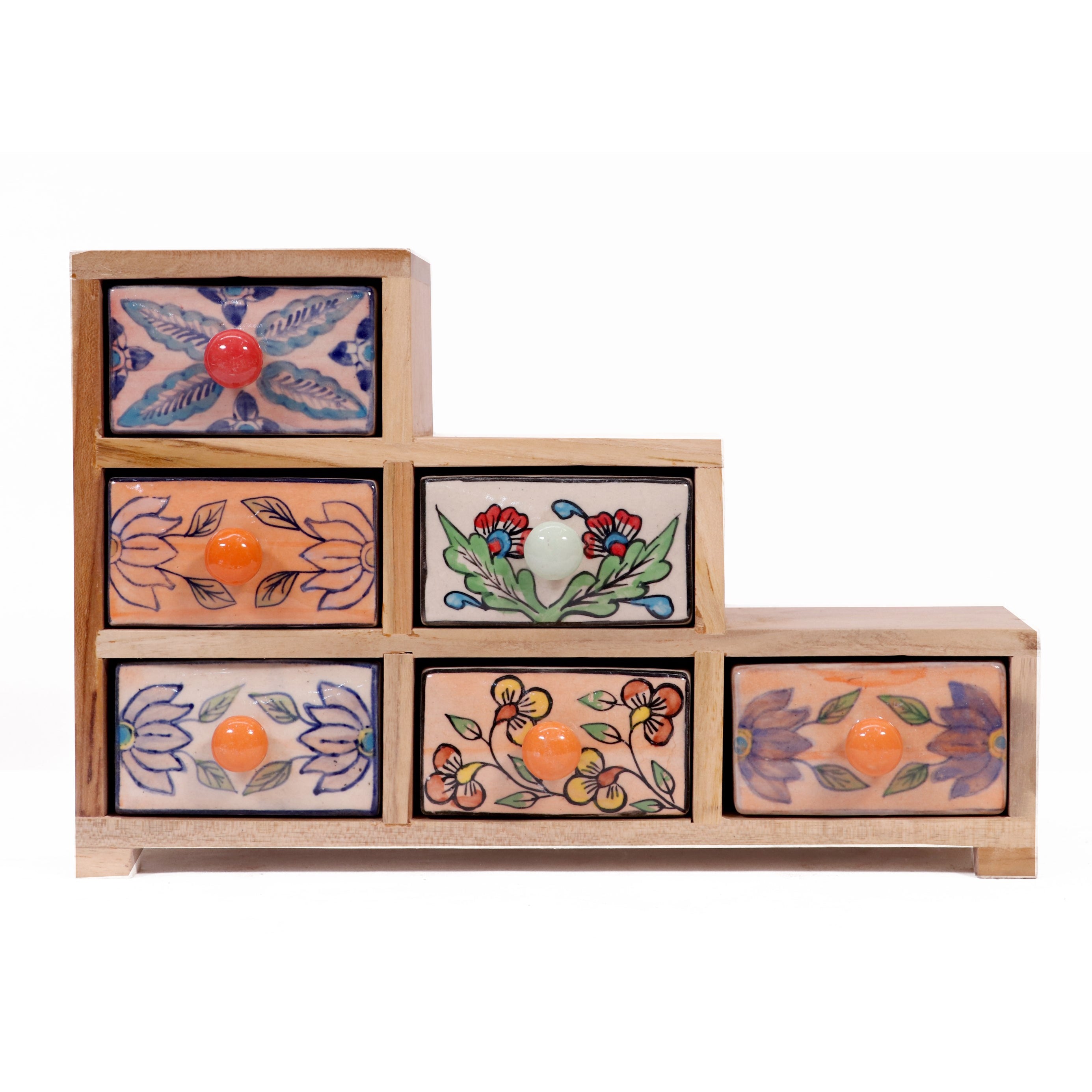 Staircase 6 drawer wide ceramic organizer Desk Organizer