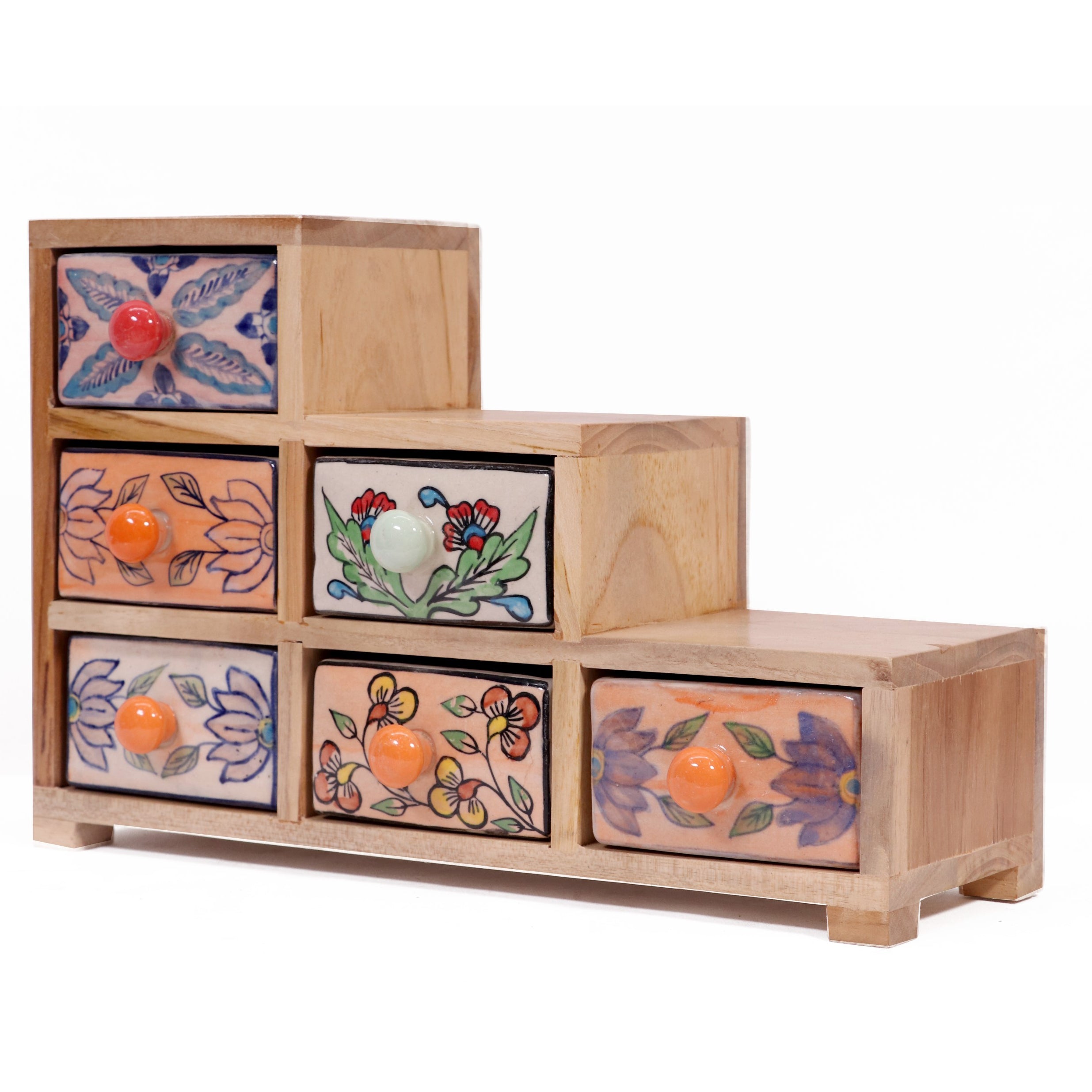 Staircase 6 drawer wide ceramic organizer Desk Organizer