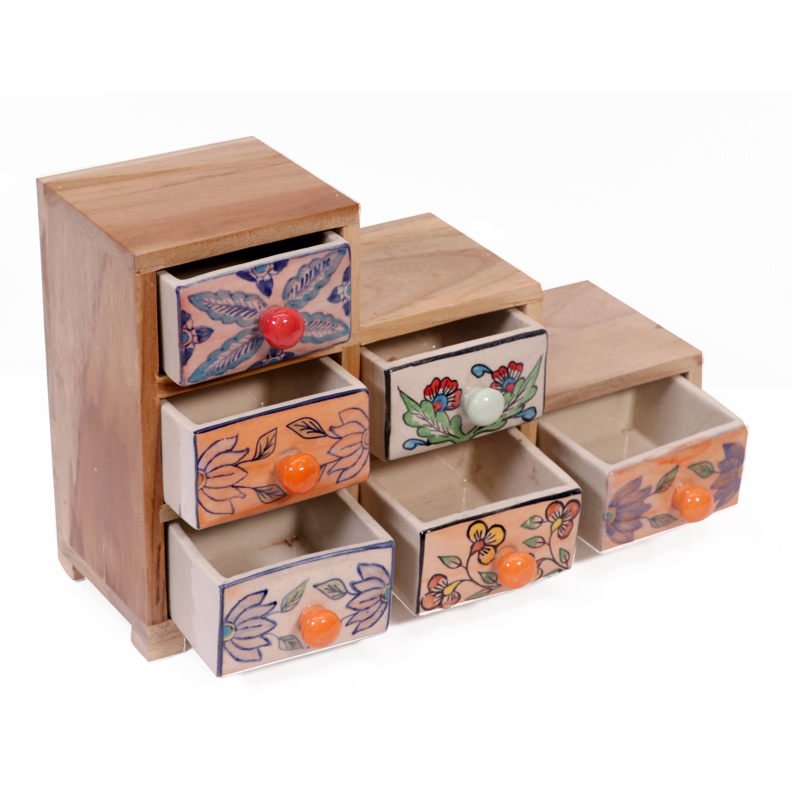 Staircase 6 drawer wide ceramic organizer Desk Organizer