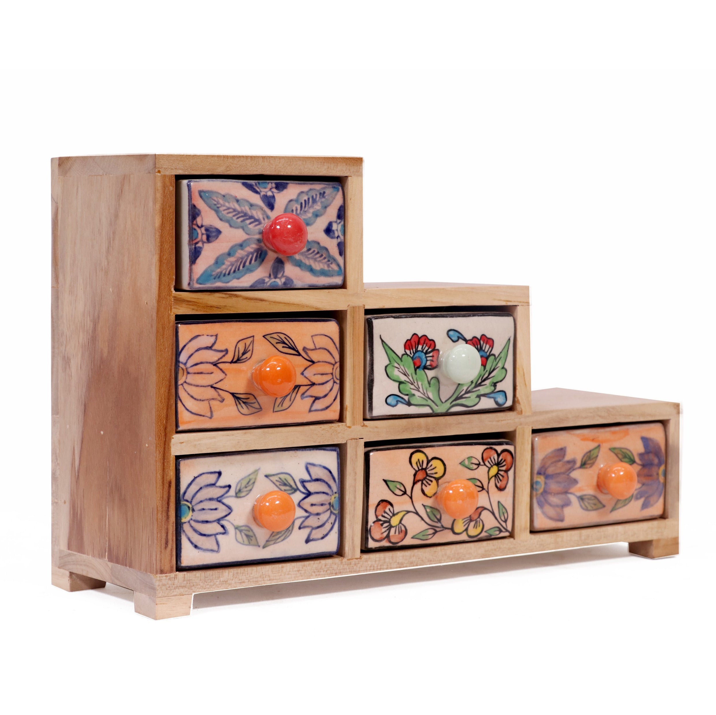 Staircase 6 drawer wide ceramic organizer Desk Organizer