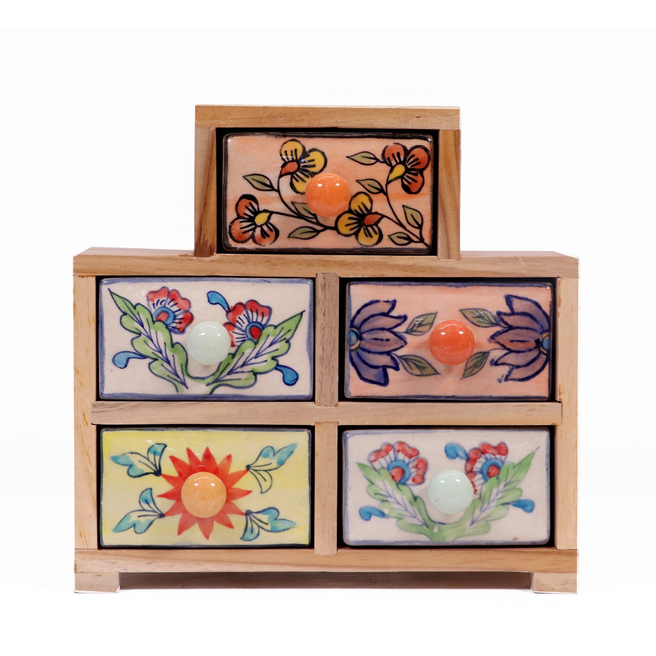 Humanoid 5 drawer wide ceramic organizer Desk Organizer