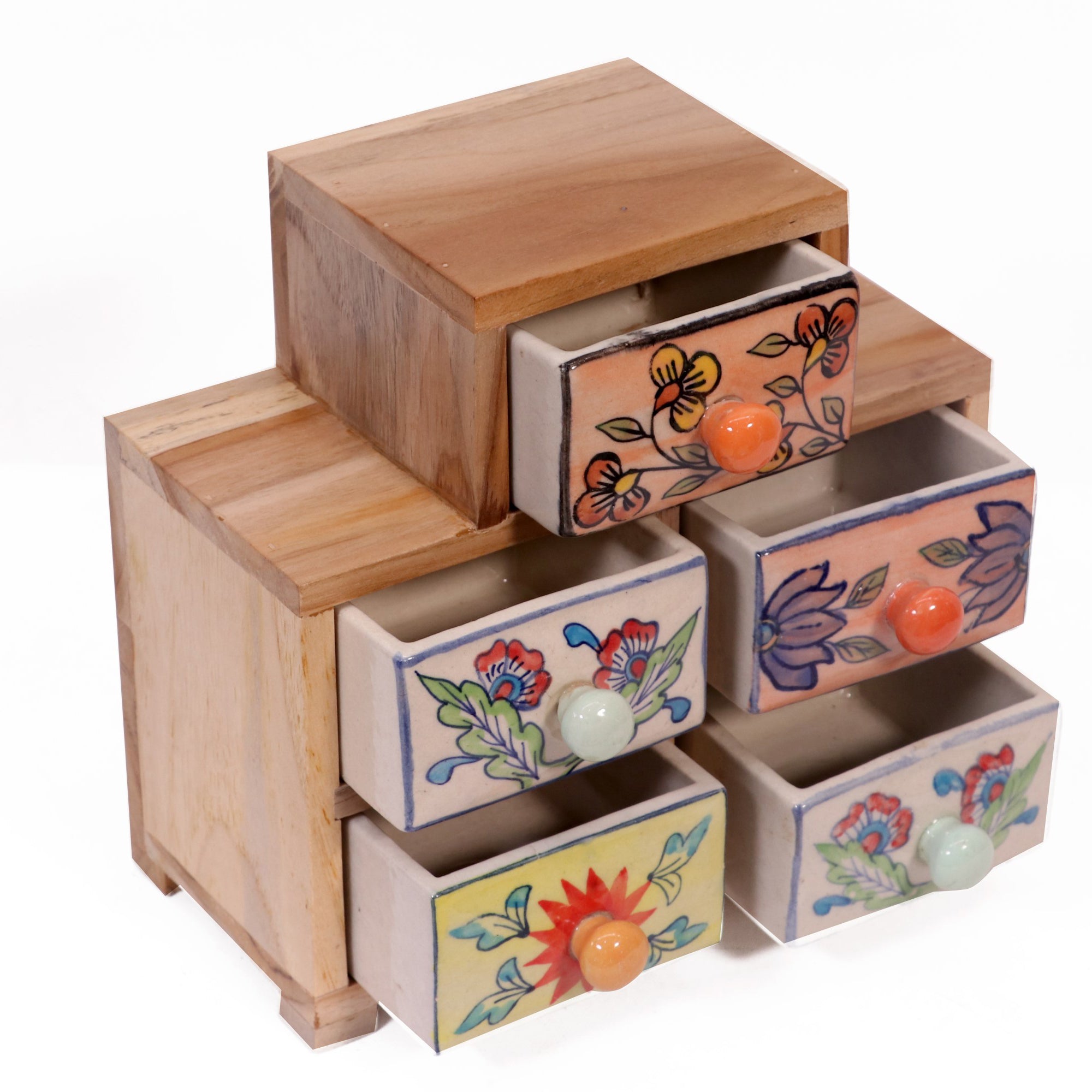 Humanoid 5 drawer wide ceramic organizer Desk Organizer