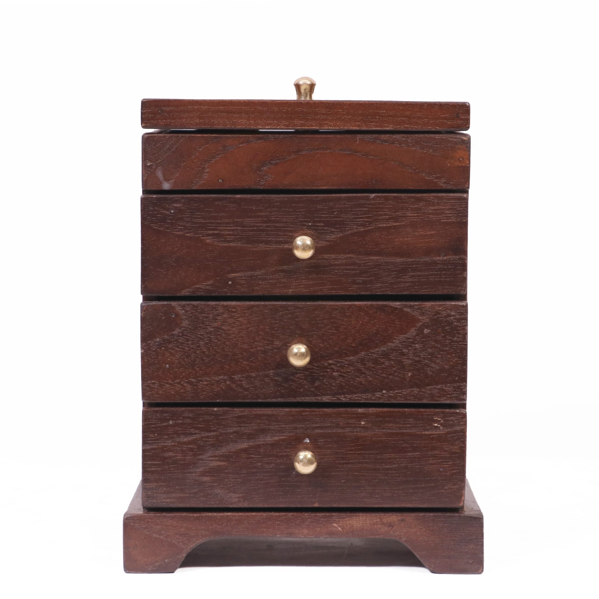 Teak wood 4 compartment Jewellery Box Desk Organizer