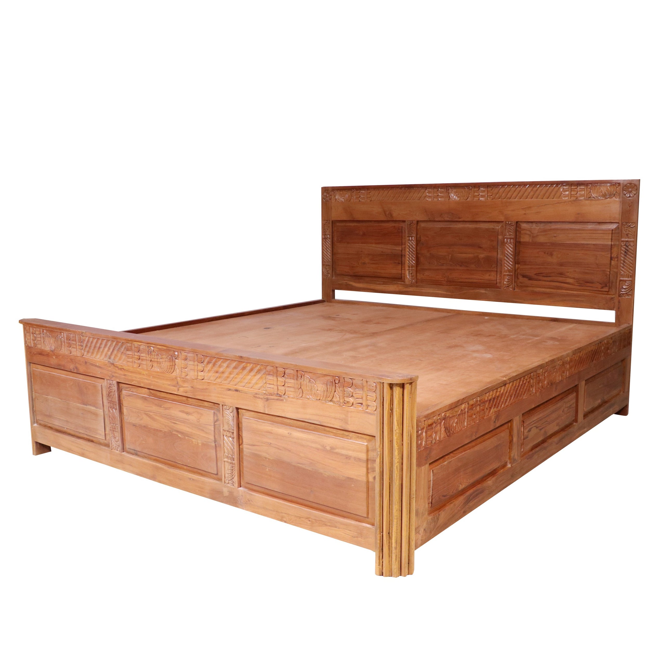 Solid wood carved Folk Concept Bed Bed