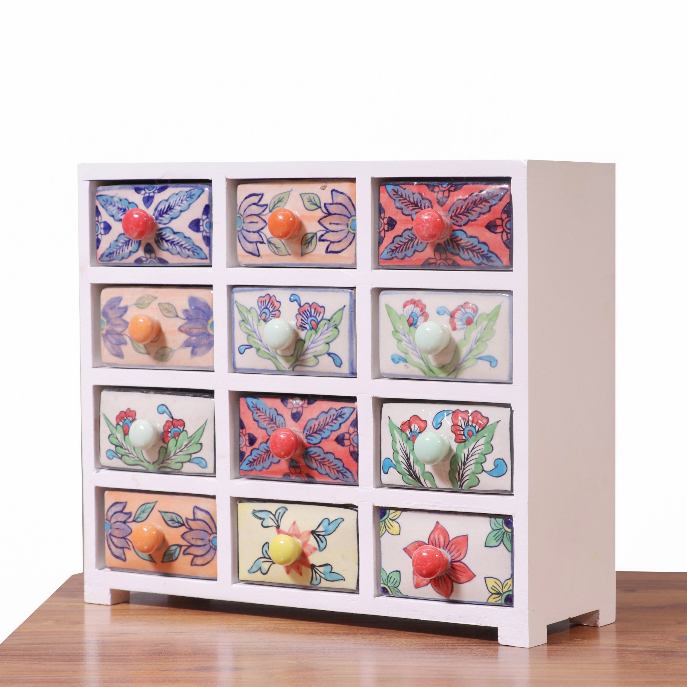 Multipurpose 12 drawer white duco wide ceramic organizer Desk Organizer