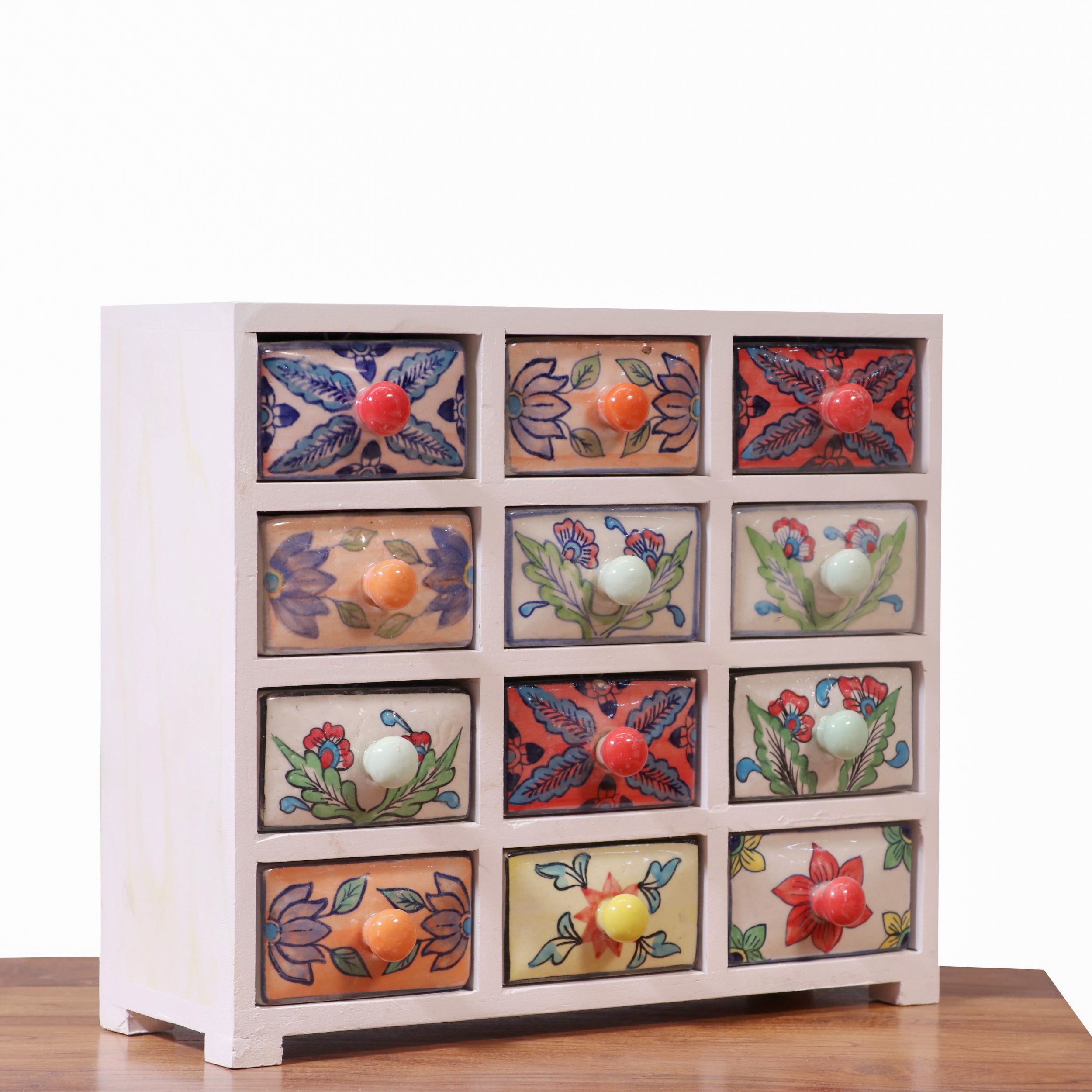 Multipurpose 12 drawer white duco wide ceramic organizer Desk Organizer