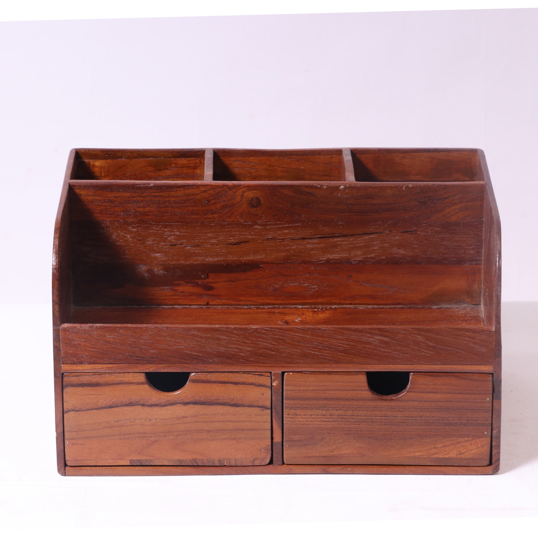 Wooden Double Drawer Multiple Slots Desk Organiser Desk Organizer