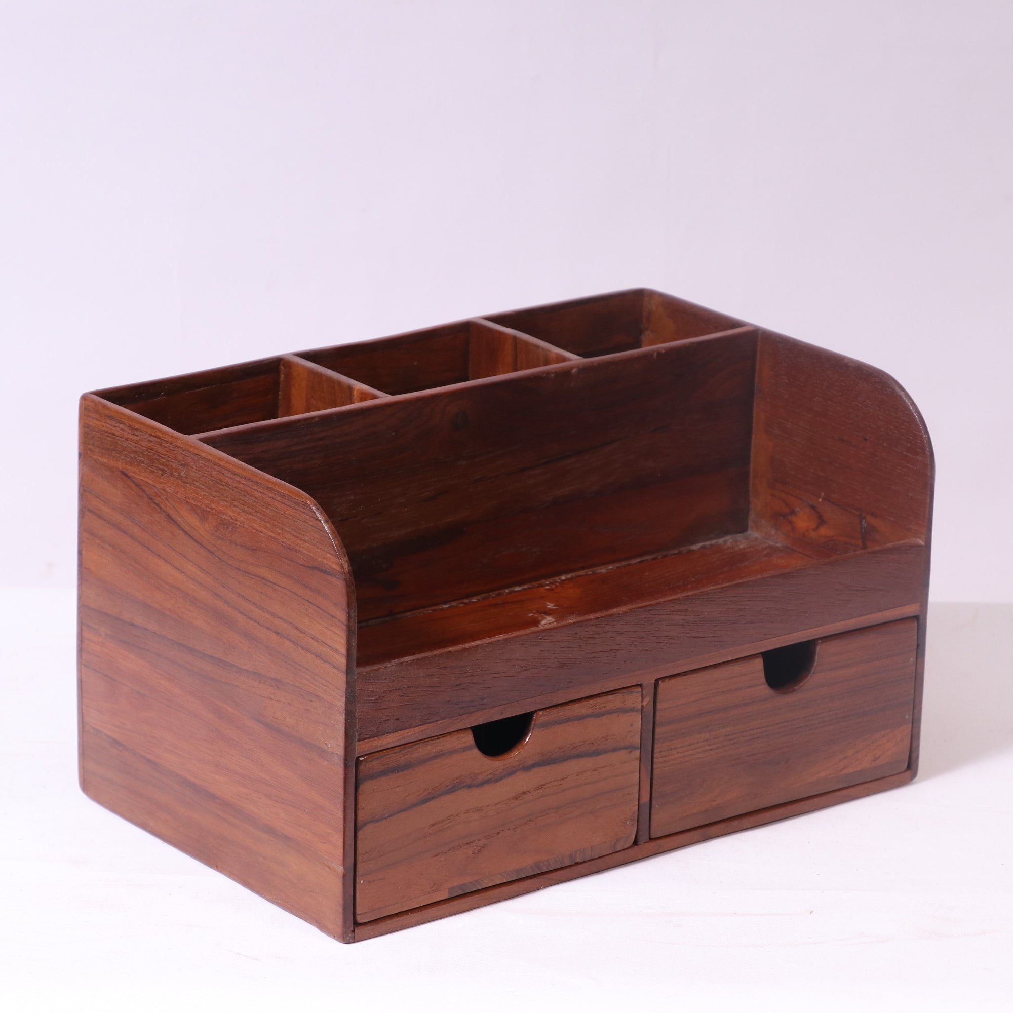 Wooden Double Drawer Multiple Slots Desk Organiser Desk Organizer