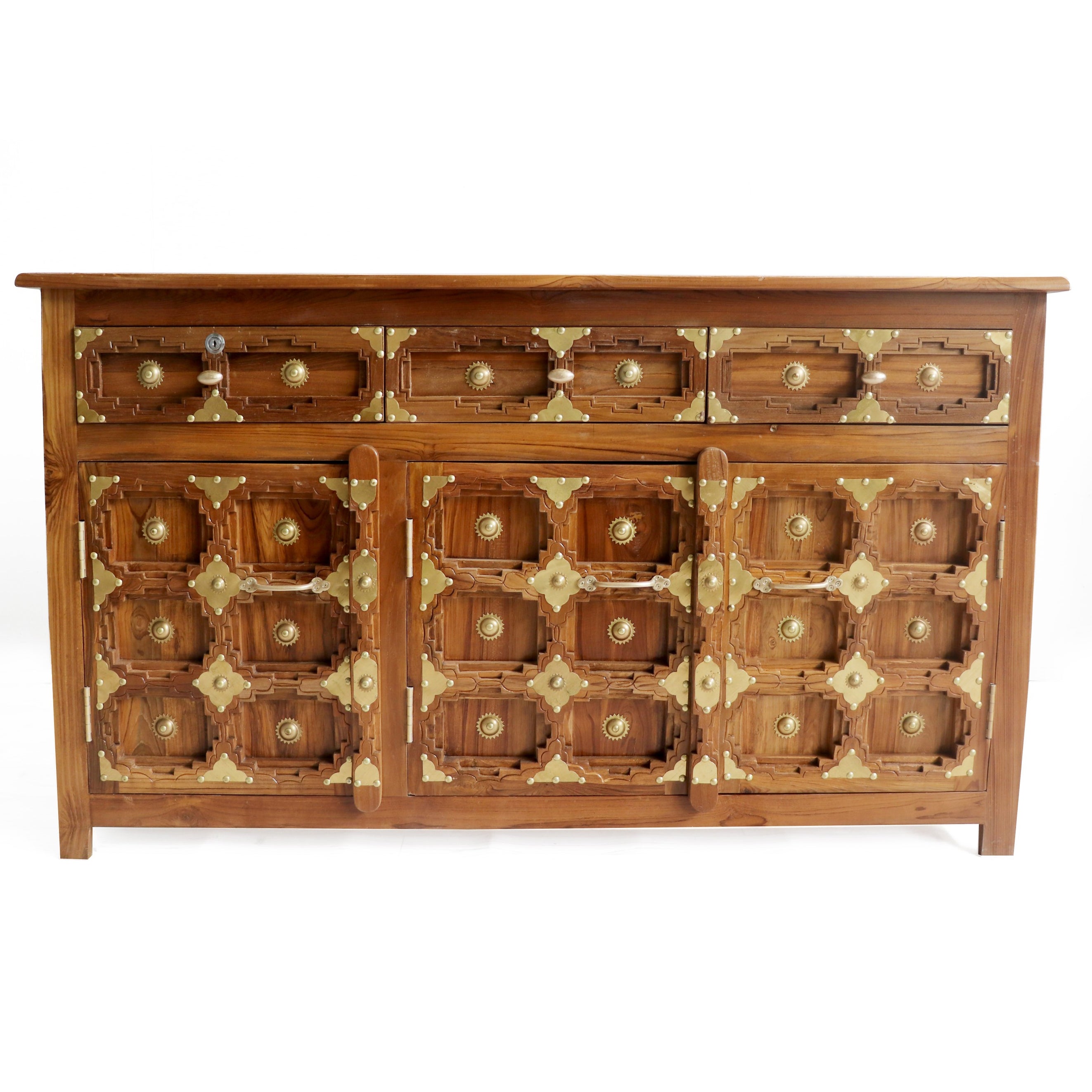 Brass work Carved Cupboard (48 x 18 x 32 Inch) Cupboard