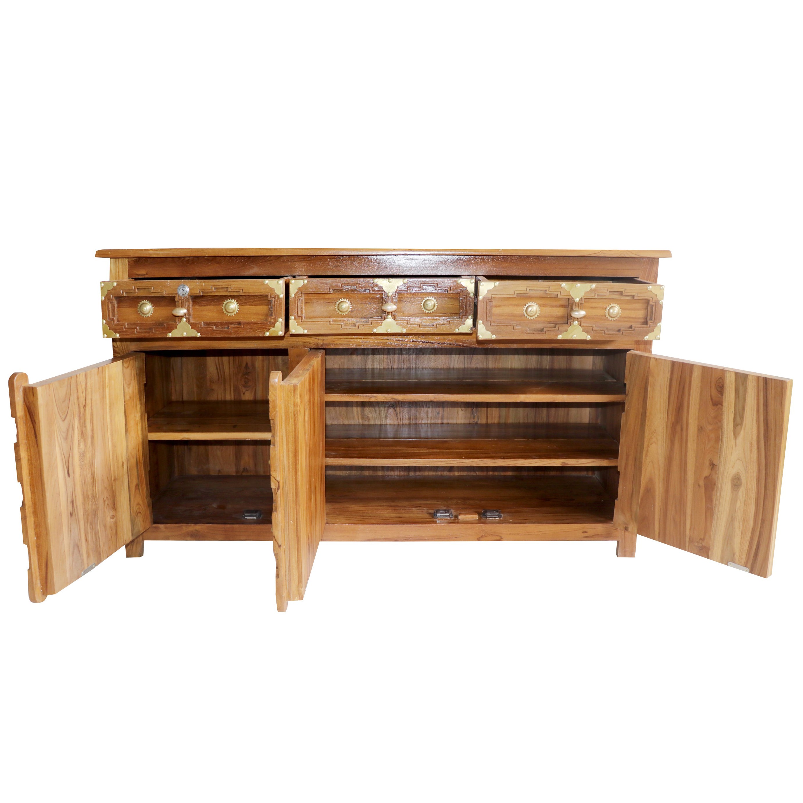 Brass work Carved Cupboard (48 x 18 x 32 Inch) Cupboard