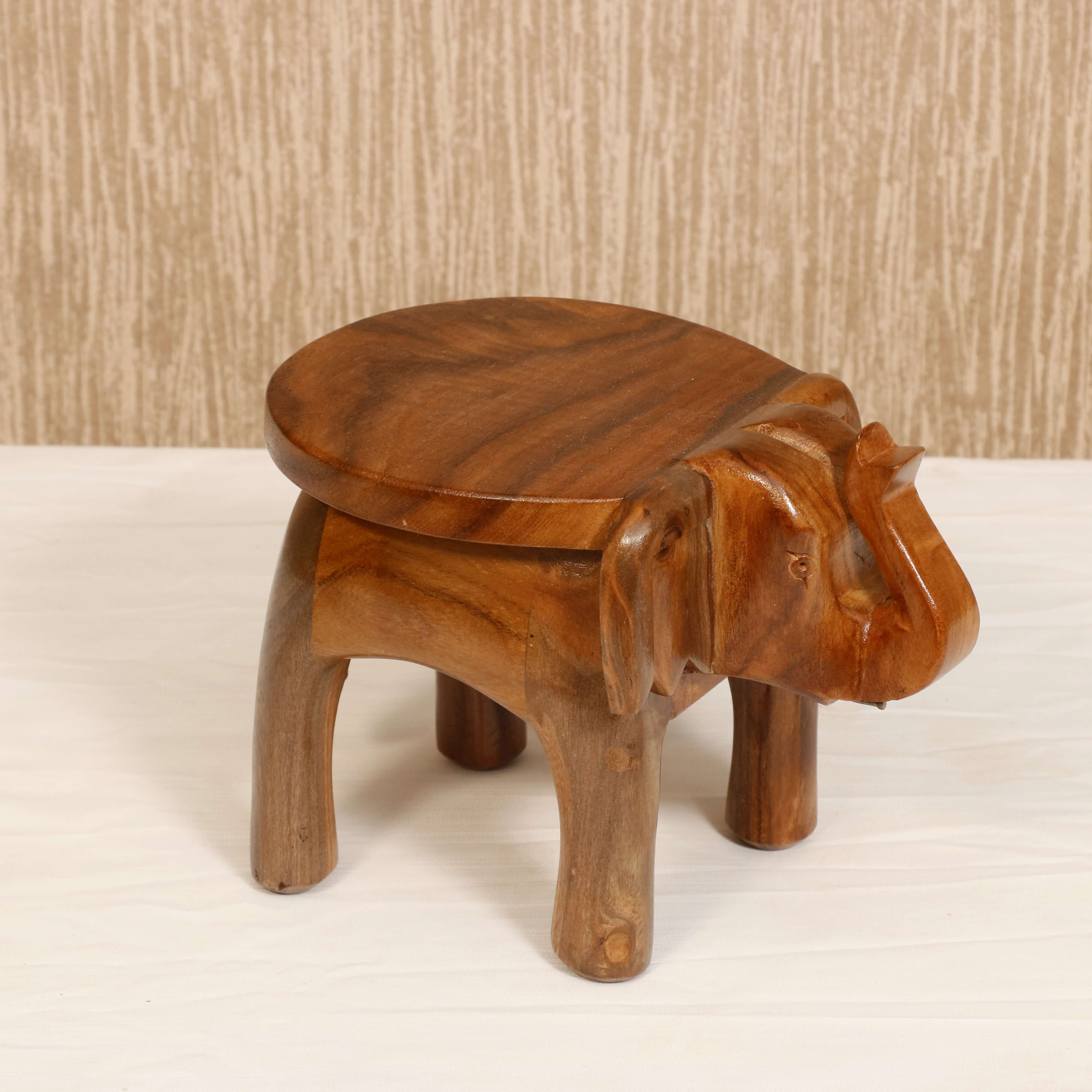 Southern Classic Wooden Tone Elephant Table Stand Animal Figurine