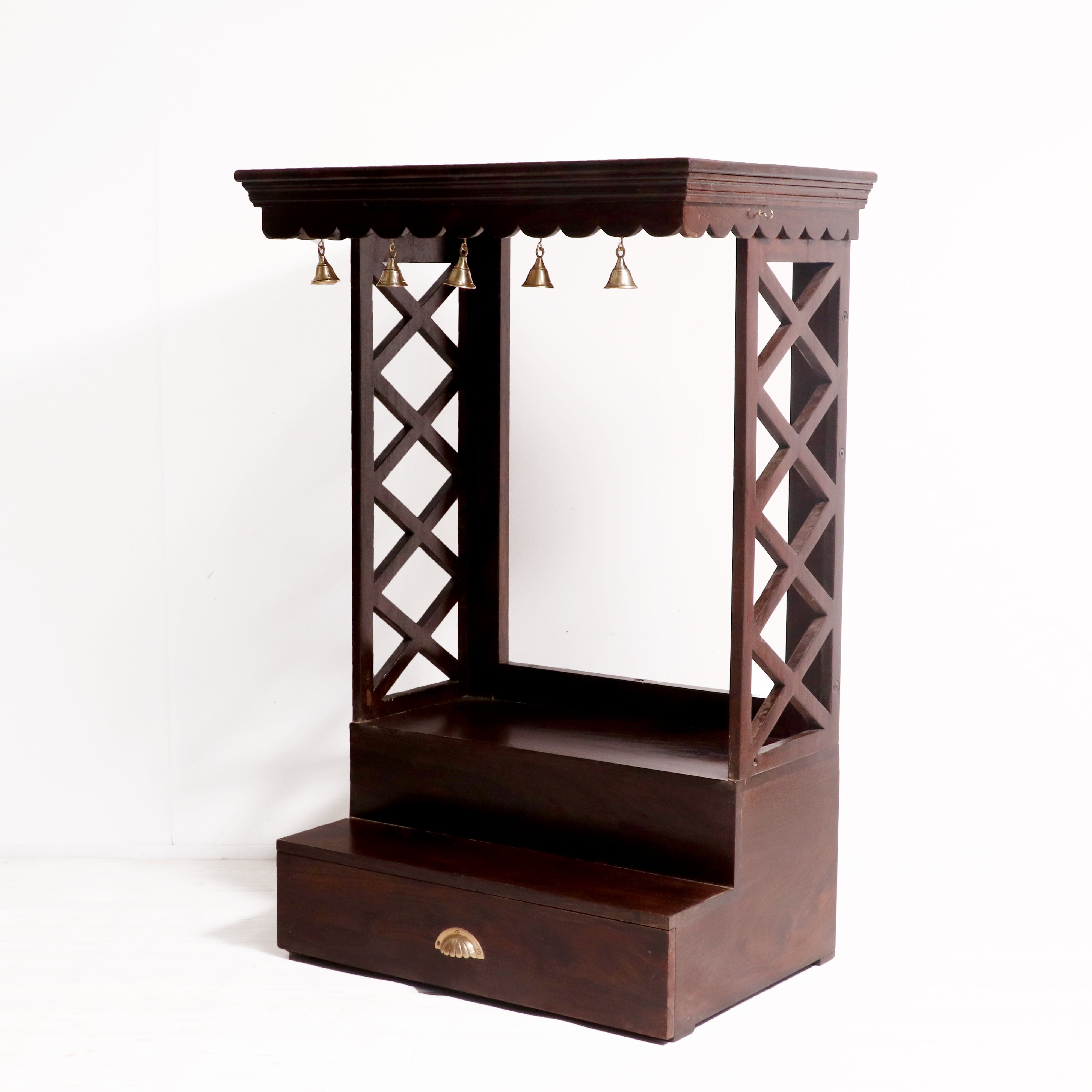 Solid wood brass bell single drawer multiple step temple Temple