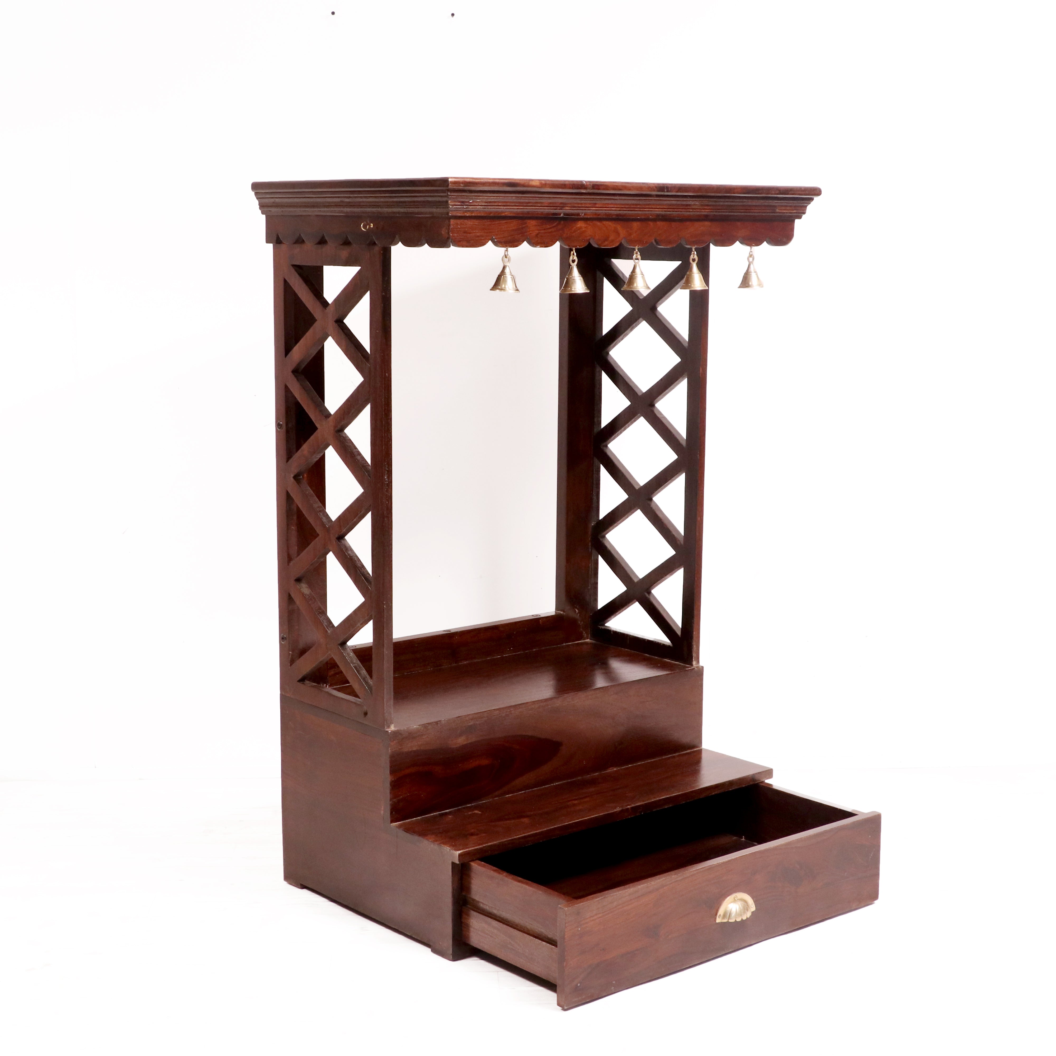Solid wood brass bell single drawer multiple step temple Temple