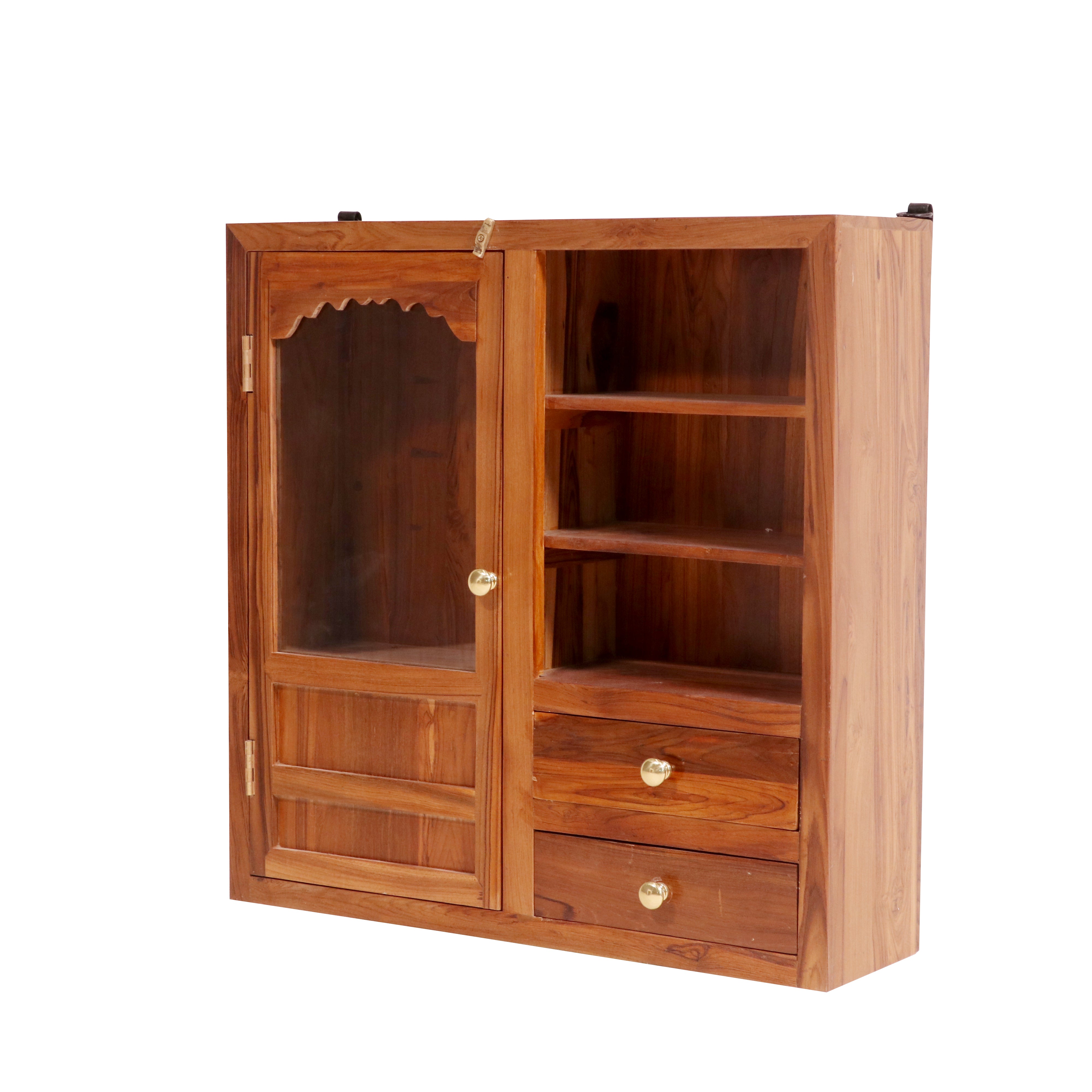 Wide teak wood wall cabinet for Kitchen storage Wall Cabinet