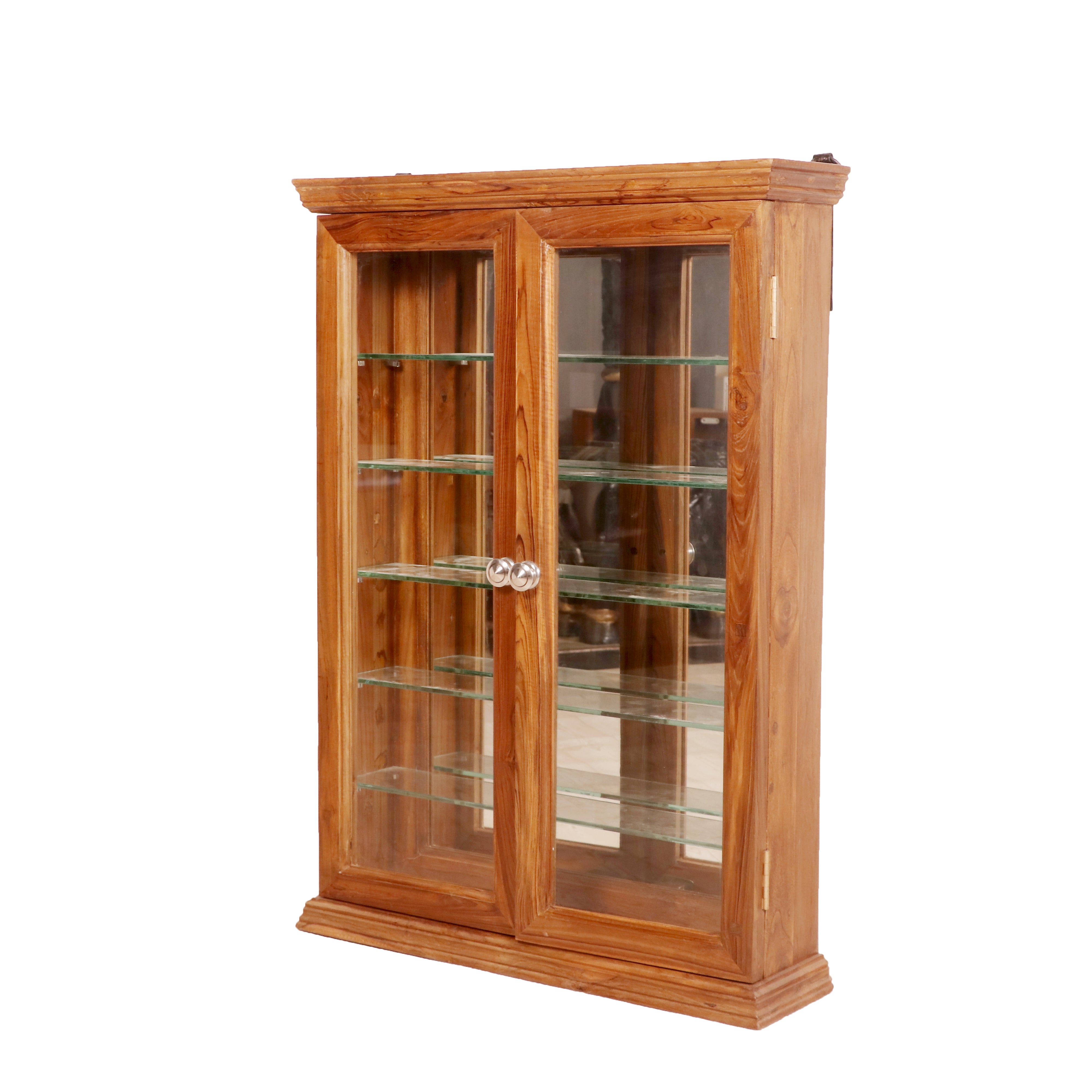 Double door wall mounted teak mirror cabinet Wall Cabinet