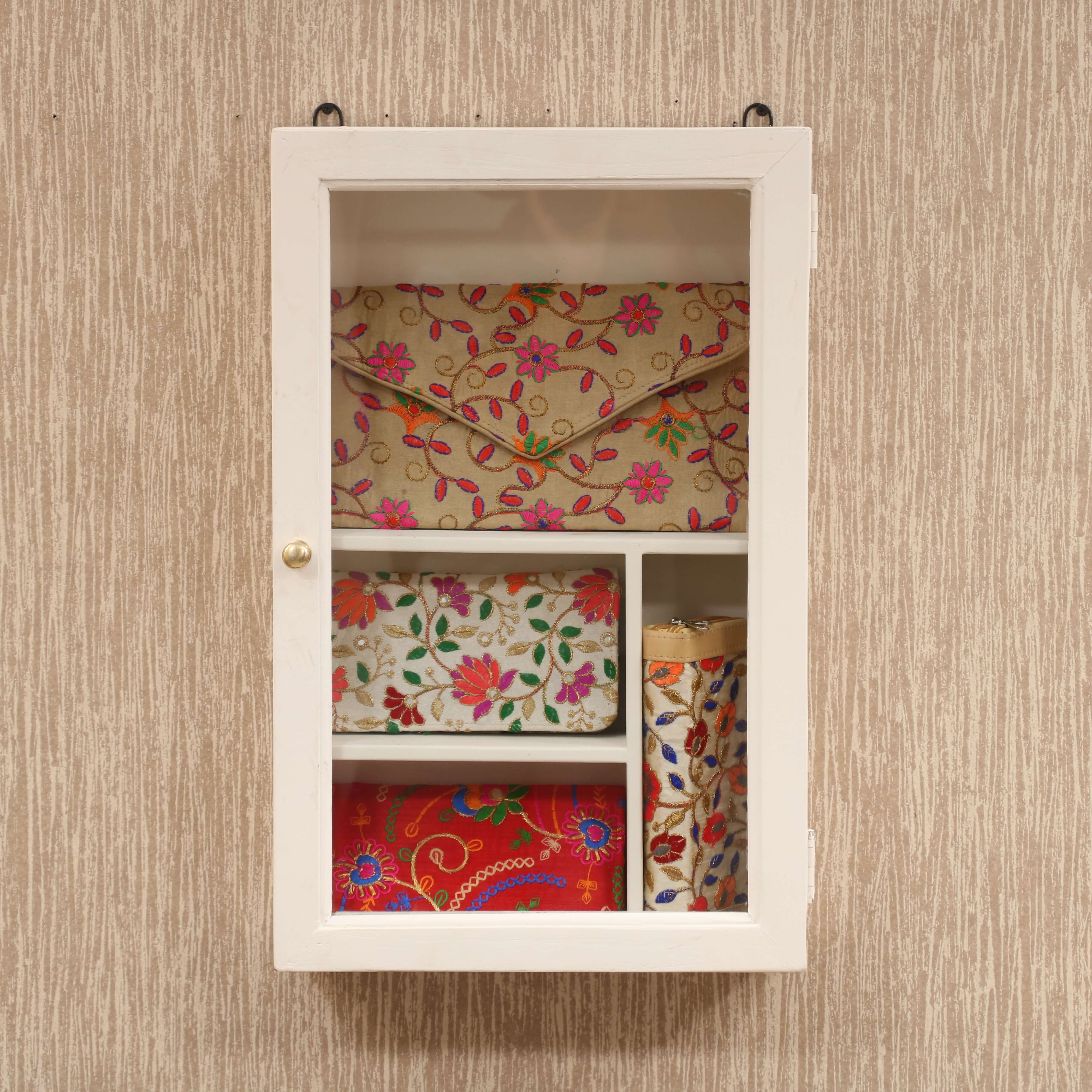 White Chalk Old School Kitchen Organizer Wall Cabinet