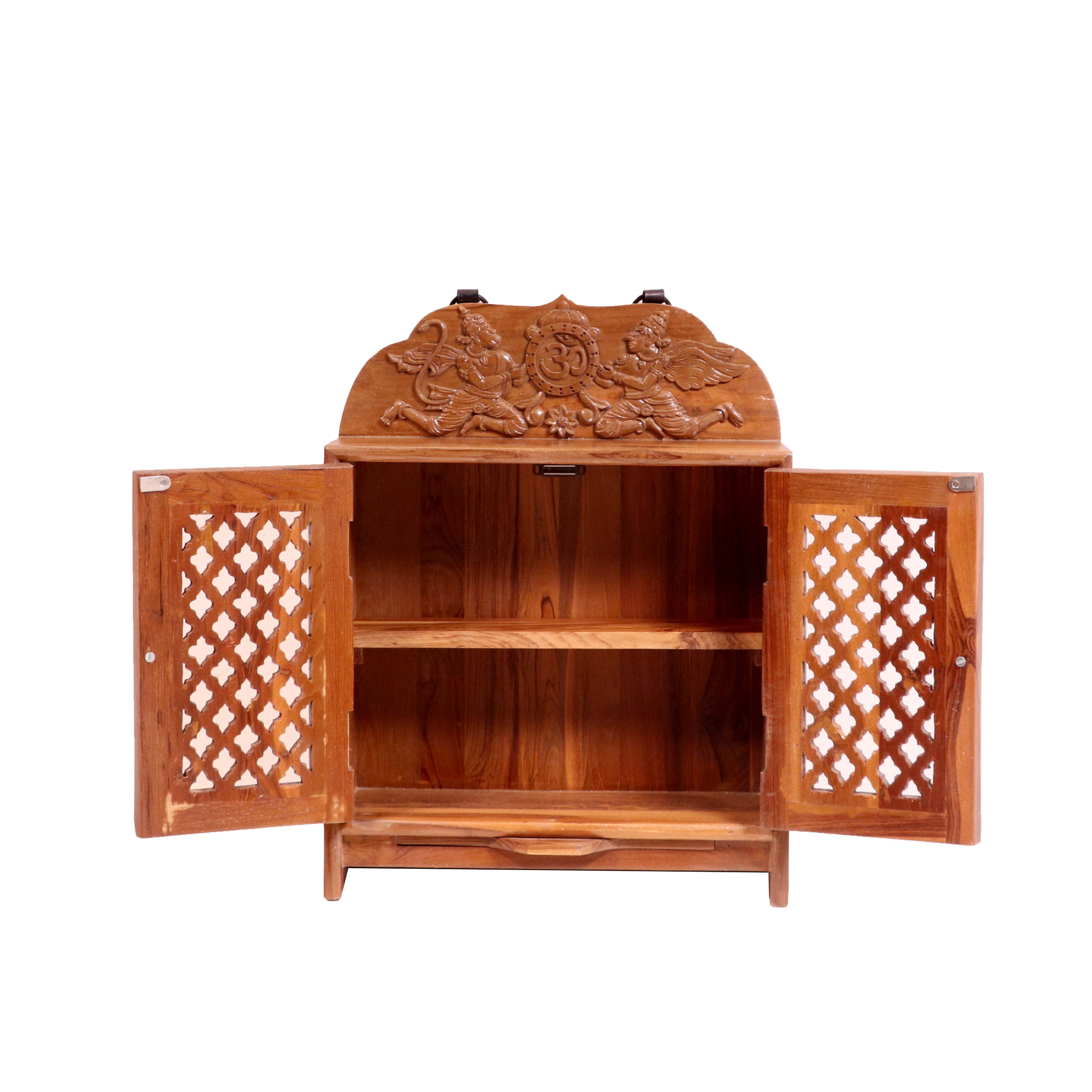 Southern style Garuda Carved Teak Wood Temple Wall Cabinet Temple