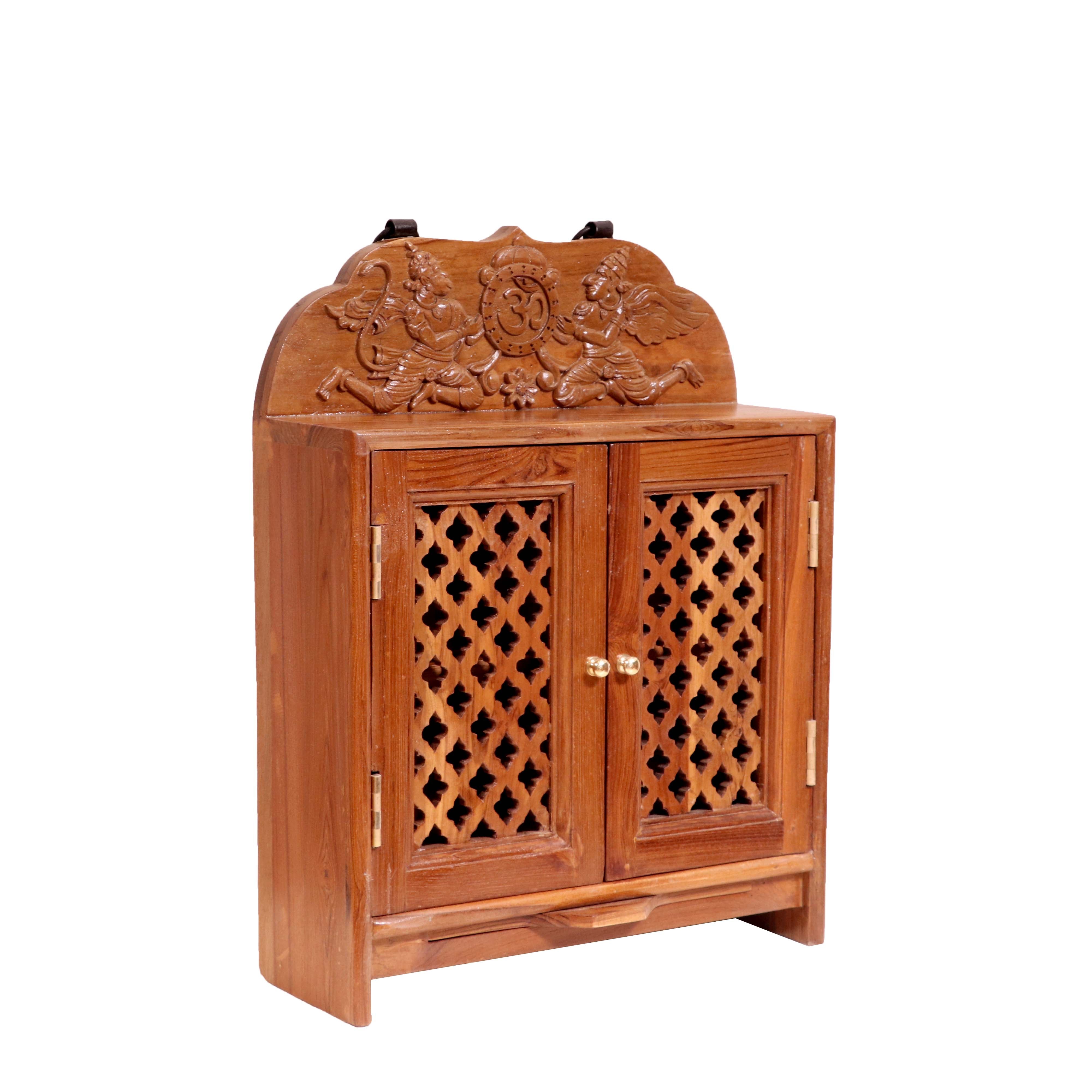 Southern style Garuda Carved Teak Wood Temple Wall Cabinet Temple