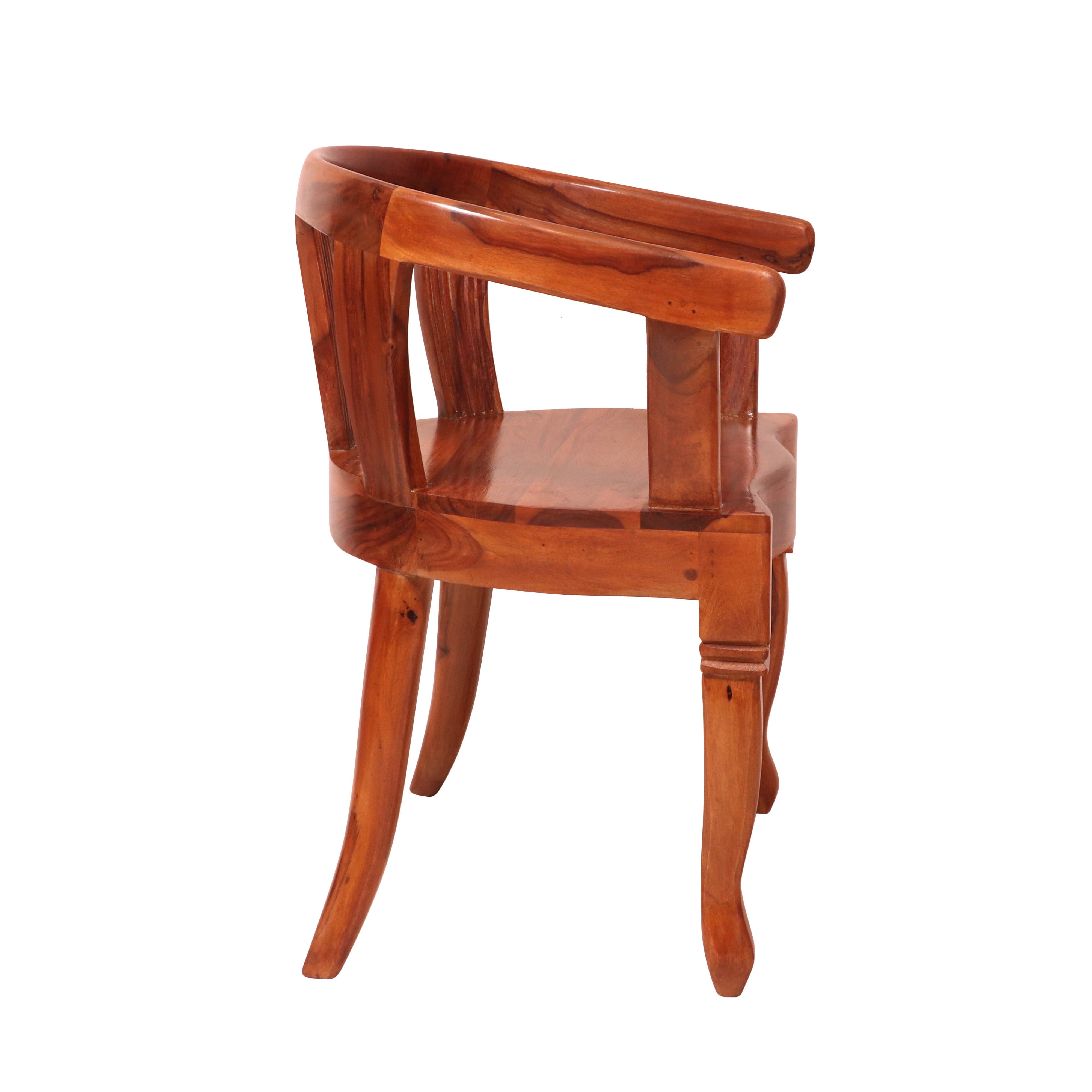 Teak Polish Rounded Arms Sheesham Wood Chair Arm Chair